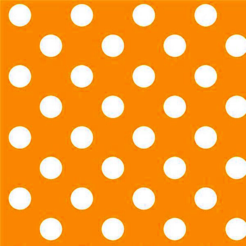 Orange Polka Polka Dot PVC Vinyl Tablecloth Fabric – 58" Wide, Waterproof, Easy-Clean Party / Event Material By The Meter