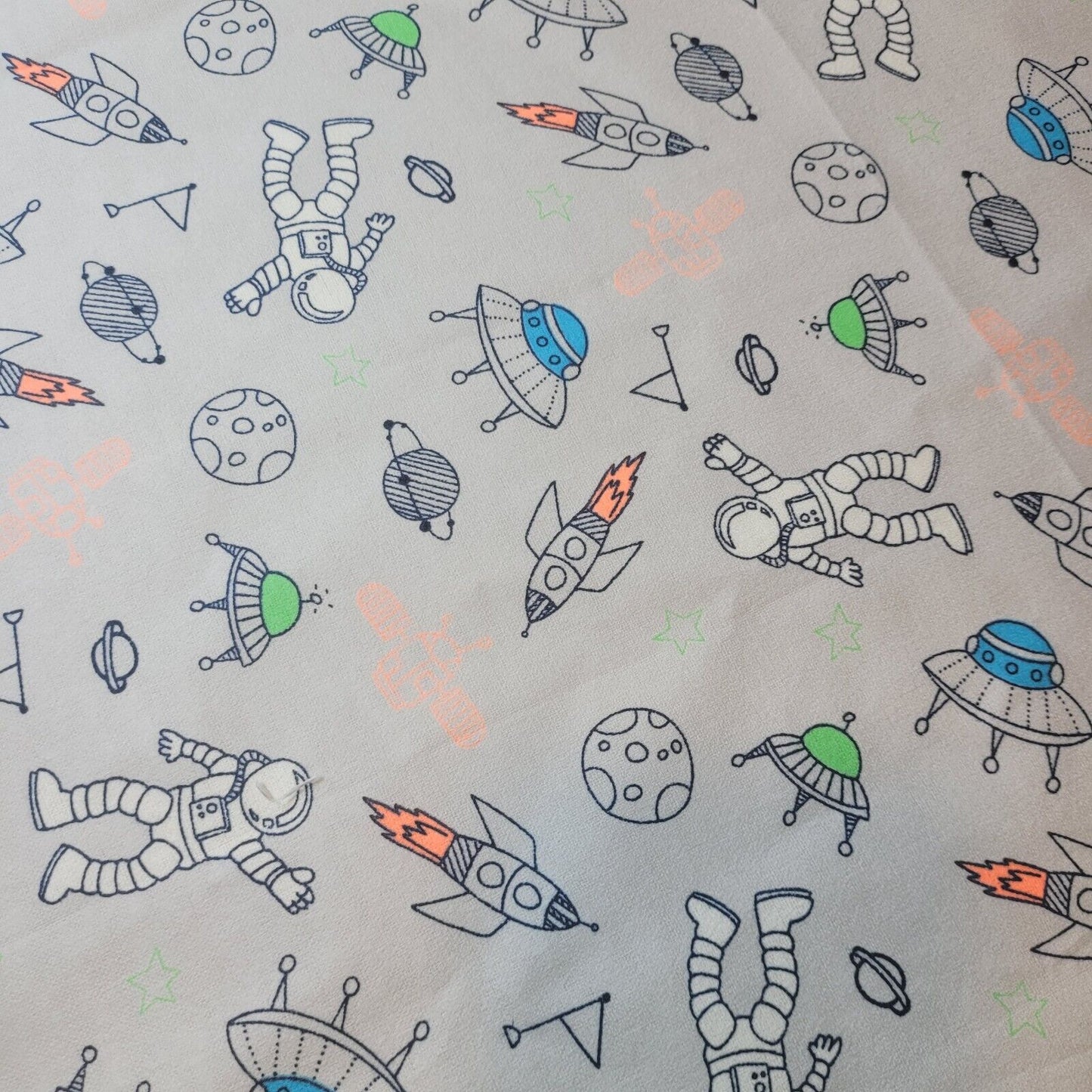 Space & Astronauts 100% Cotton Flannel Winceyette Brush Fabric Dress Craft Quilting Material 44" By The Meter