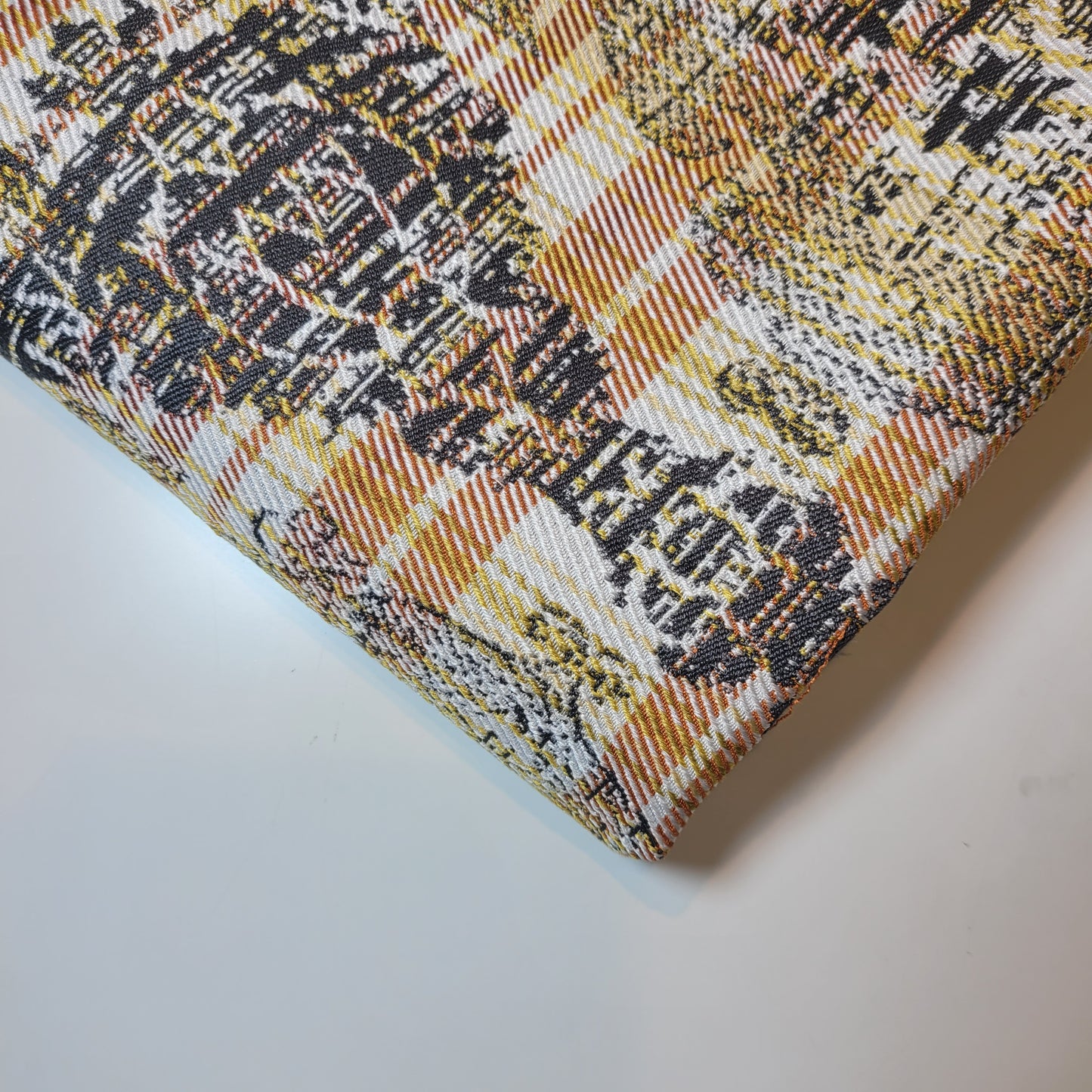 Orange Camo Boucle Tweed Linen Look Fabric Medium Weight Curtain Upholstery Material 58" By Meter