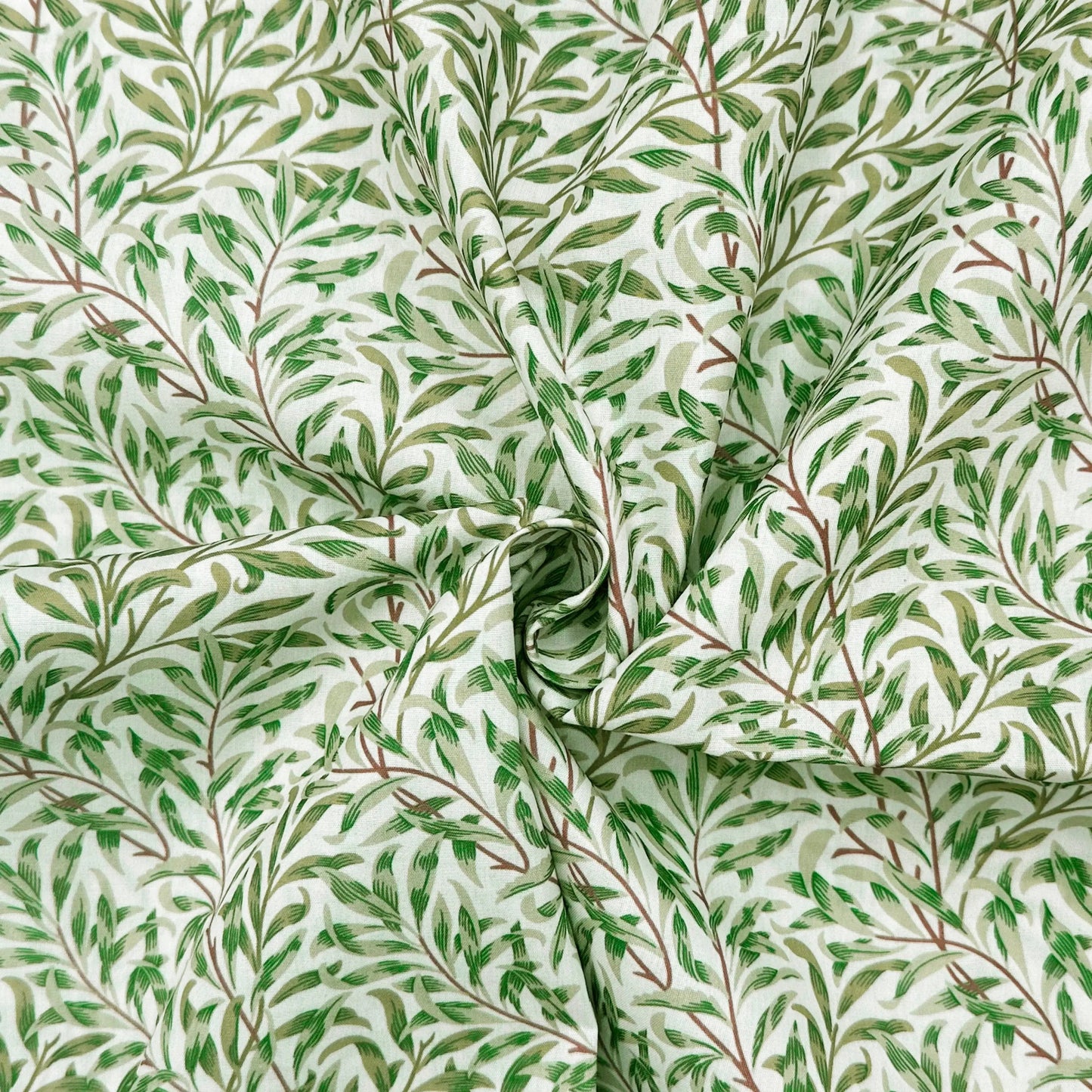 Polycotton Digital Print Fabric | 80% Polyester 20% Cotton 45" (115cm) Wide Lightweight Printed Fabric – Sold by the Meter – Willow Bough Green (PCD004)