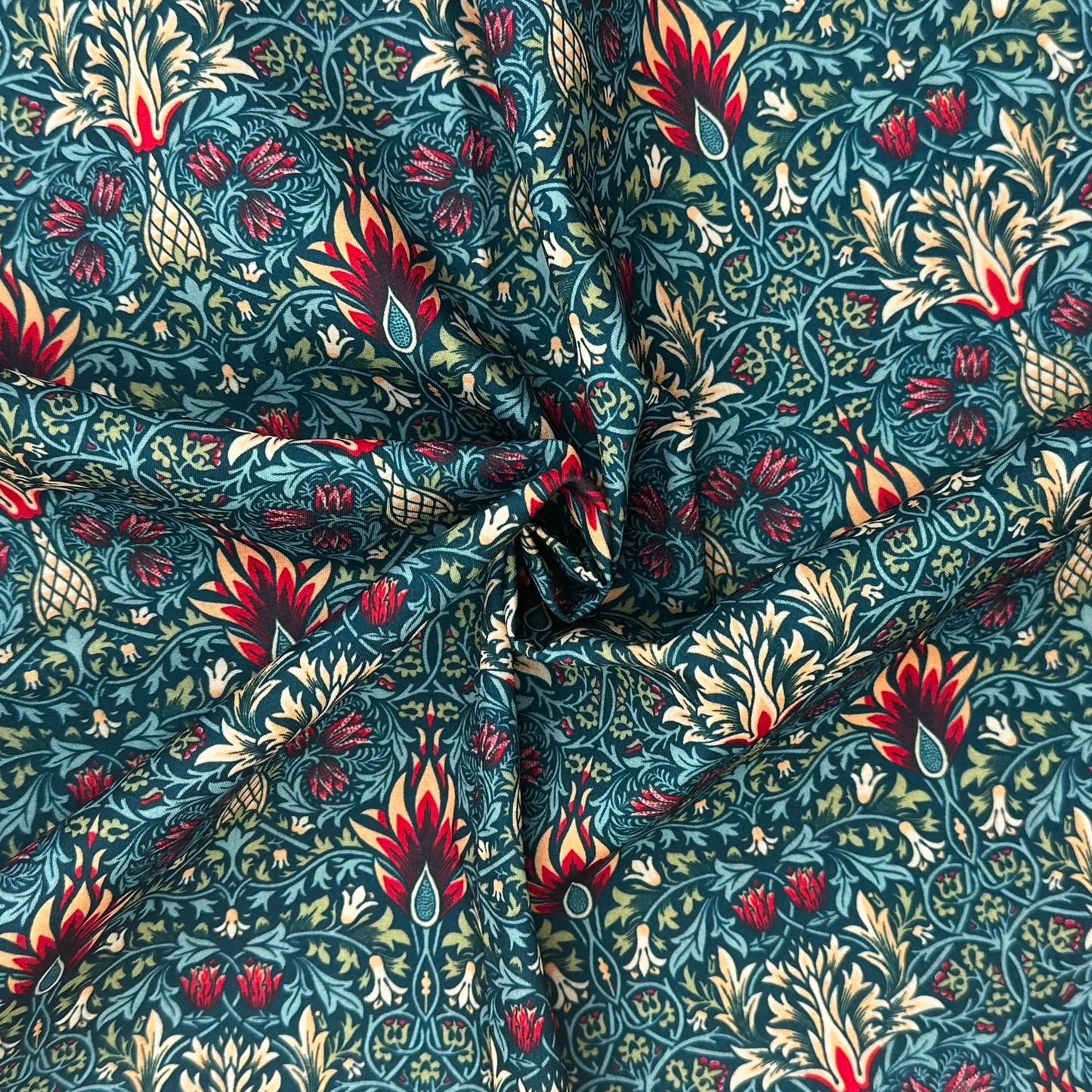 Polycotton Digital Print Fabric | 80% Polyester 20% Cotton 45" (115cm) Wide Lightweight Printed Fabric – Sold by the Meter – Snakeshead Blue (PCD007)