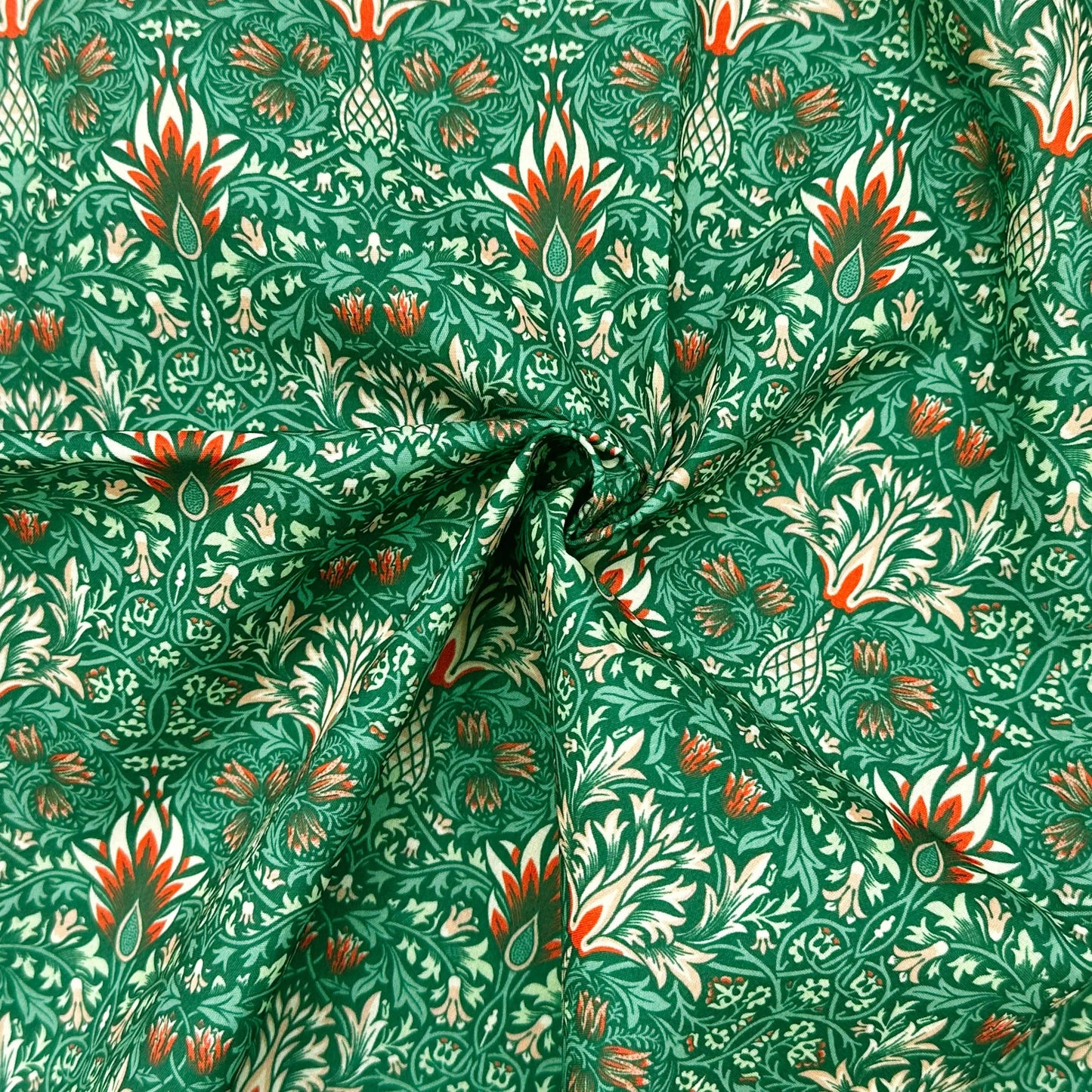 Polycotton Digital Print Fabric | 80% Polyester 20% Cotton 45" (115cm) Wide Lightweight Printed Fabric – Sold by the Meter – Snakeshead Green (PCD008)