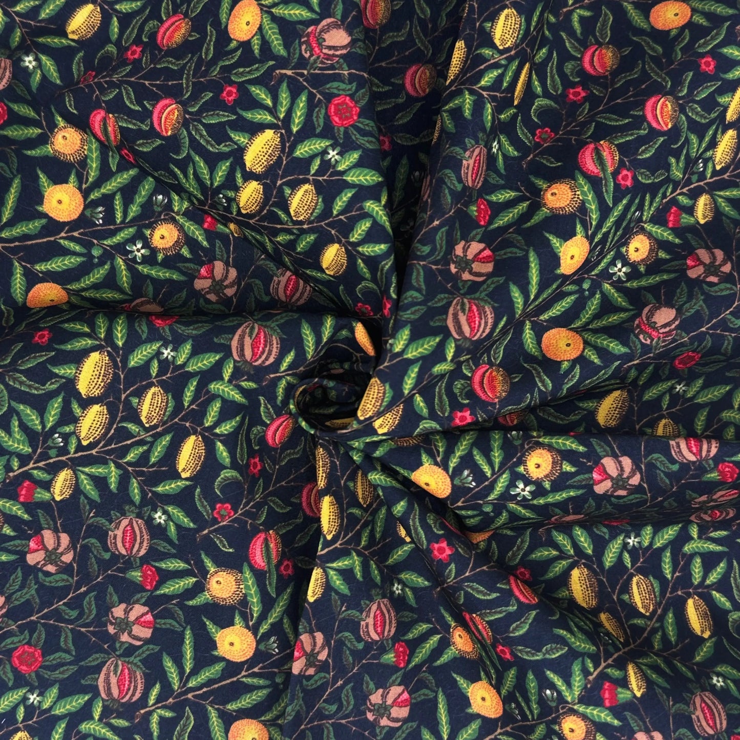 Polycotton Digital Print Fabric | 80% Polyester 20% Cotton 45" (115cm) Wide Lightweight Printed Fabric – Sold by the Meter – Pomegranate Ebony (PCD010)