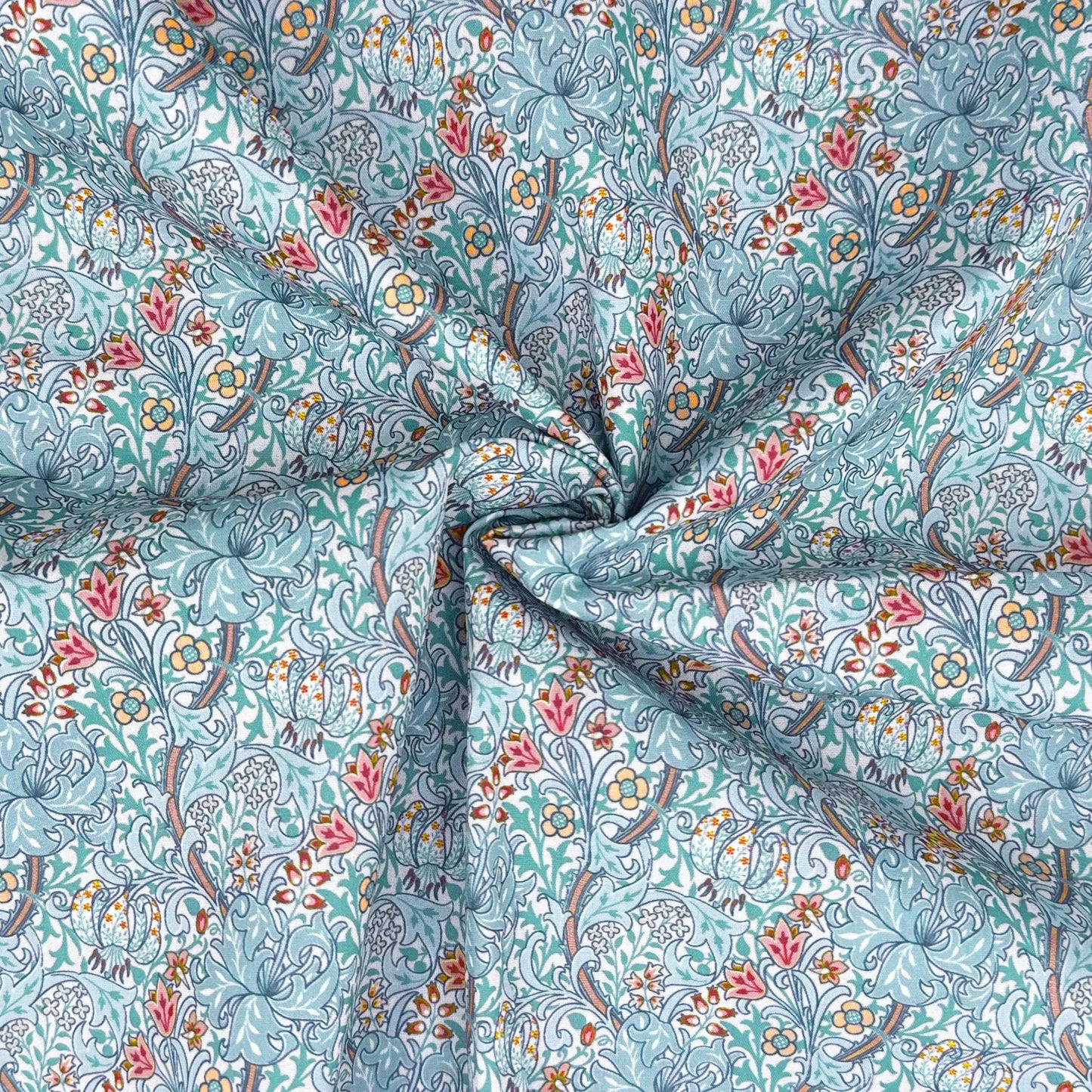 Polycotton Digital Print Fabric | 80% Polyester 20% Cotton 45" (115cm) Wide Lightweight Printed Fabric – Sold by the Meter – Golden Lily Cornflower (PCD012)