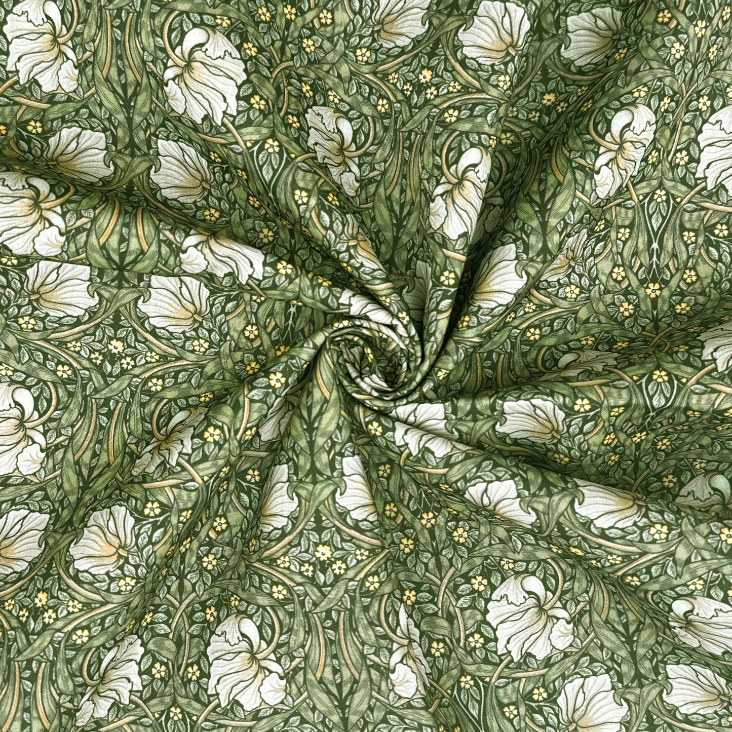 Polycotton Digital Print Fabric | 80% Polyester 20% Cotton 45" (115cm) Wide Lightweight Printed Fabric – Sold by the Meter – Pimpernel Olive (PCD014)