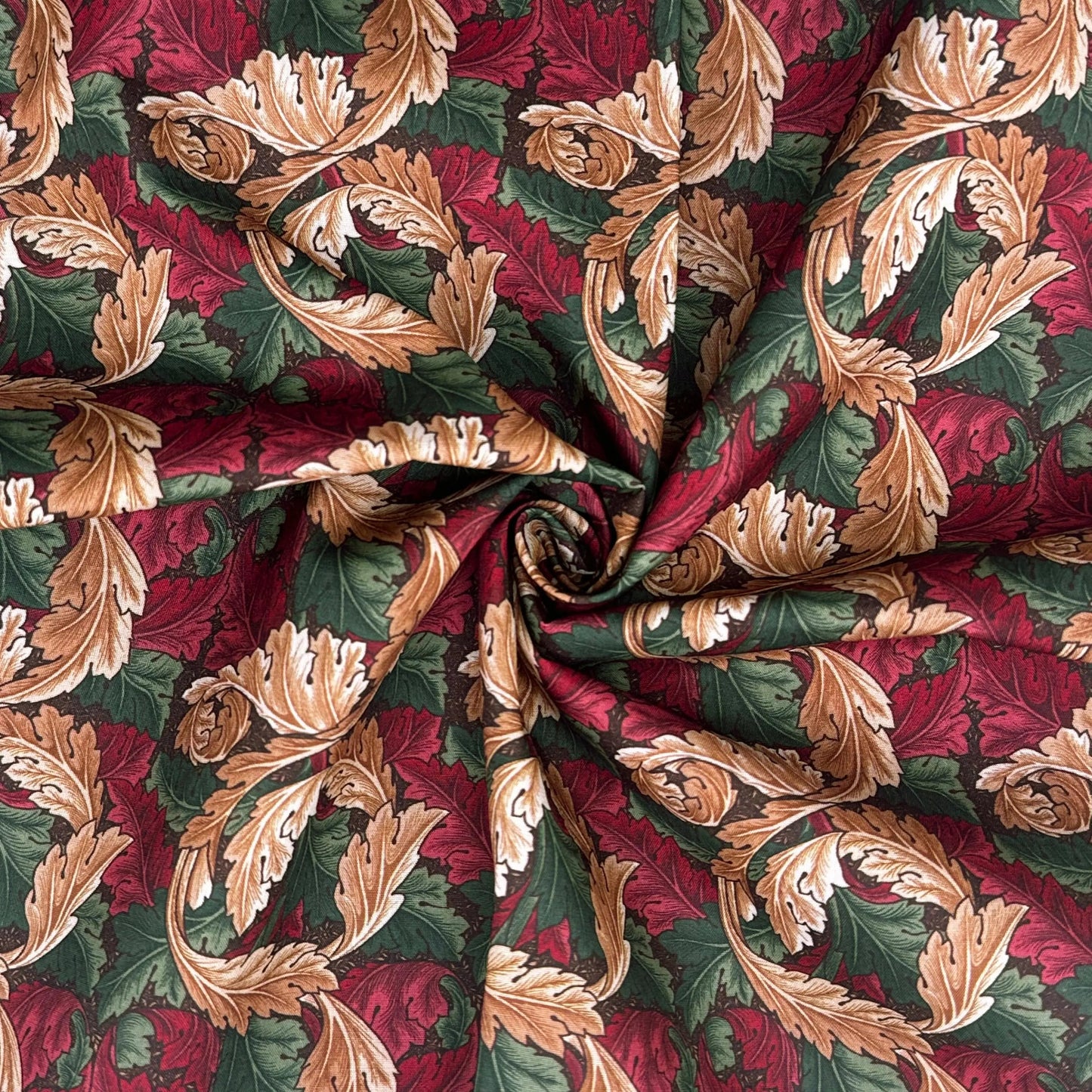 Polycotton Digital Print Fabric | 80% Polyester 20% Cotton 45" (115cm) Wide Lightweight Printed Fabric – Sold by the Meter – Acanthus Berry (PCD017)