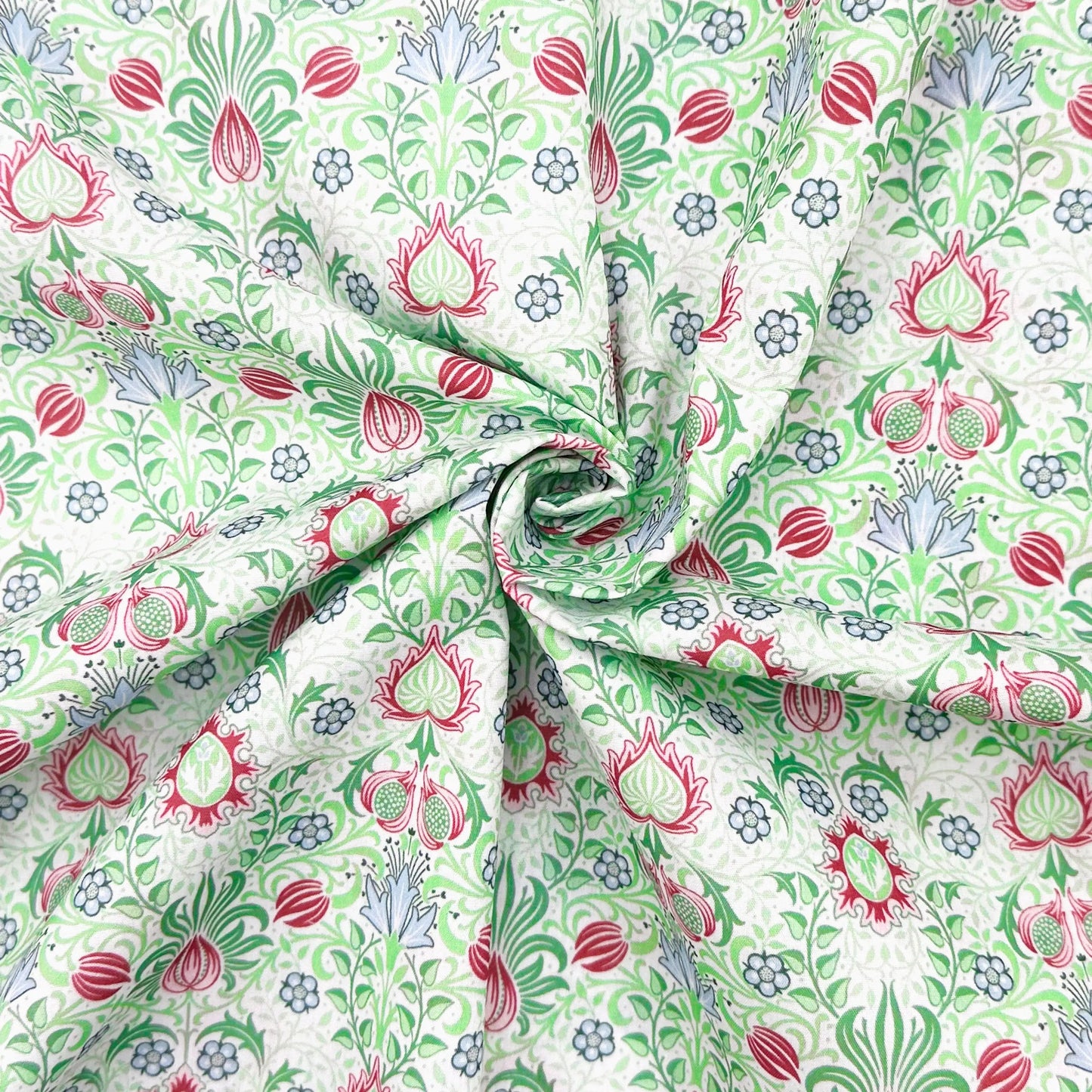 Polycotton Digital Print Fabric | 80% Polyester 20% Cotton 45" (115cm) Wide Lightweight Printed Fabric – Sold by the Meter – Persian Pastel Green (PCD025)