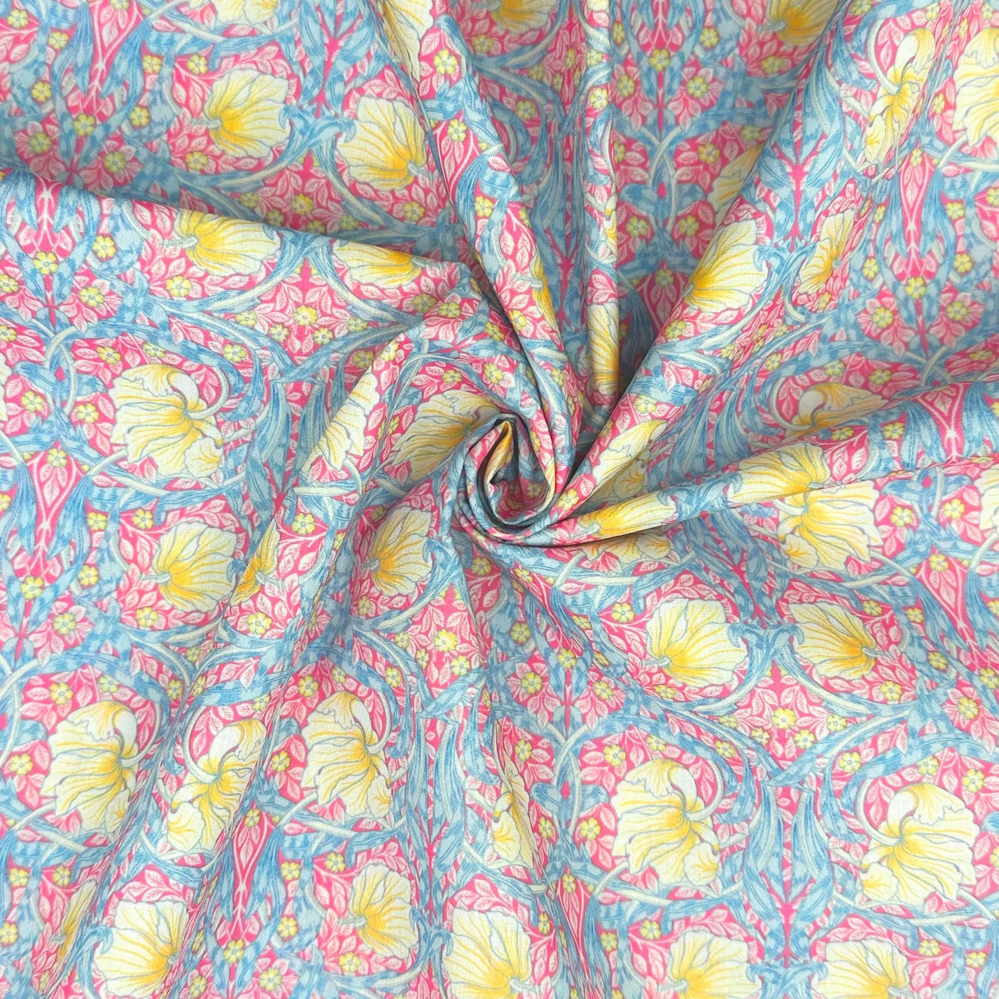 Polycotton Digital Print Fabric | 80% Polyester 20% Cotton 45" (115cm) Wide Lightweight Printed Fabric – Sold by the Meter – Pimpernel Pastel Pink (PCD026)