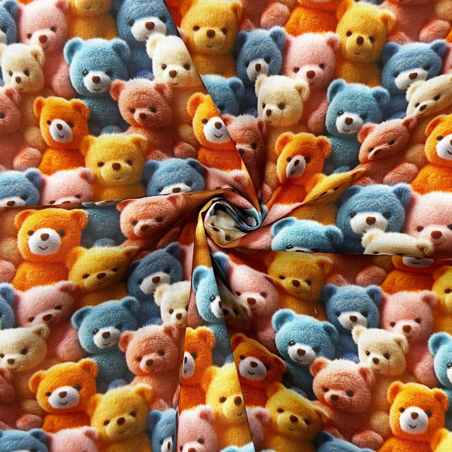 Polycotton Digital Print Fabric | 80% Polyester 20% Cotton 45" (115cm) Wide Lightweight Printed Fabric – Sold by the Meter – 3D Bears (PCD030)