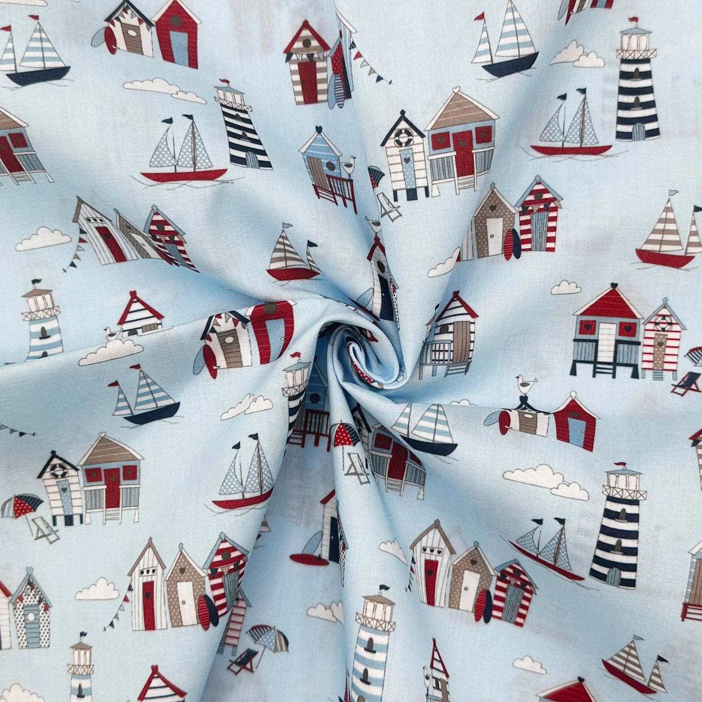 Polycotton Digital Print Fabric | 80% Polyester 20% Cotton 45" (115cm) Wide Lightweight Printed Fabric – Sold by the Meter – Happydays Blue (PCD034)