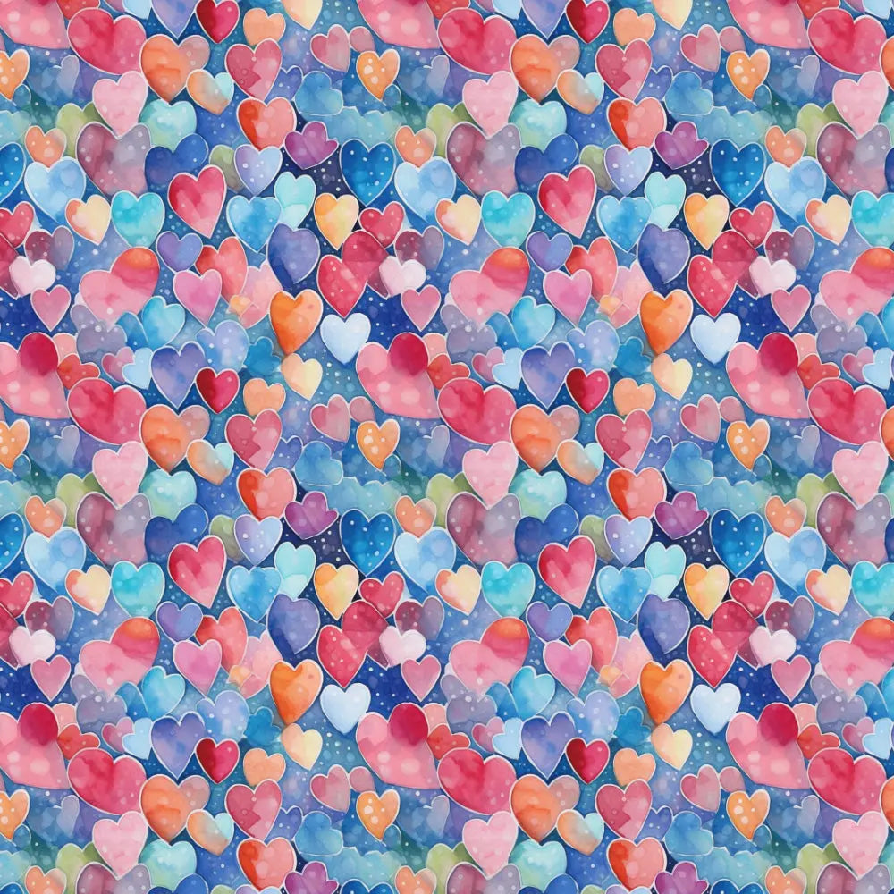 Polycotton Digital Print Fabric | 80% Polyester 20% Cotton 45" (115cm) Wide Lightweight Printed Fabric – Sold by the Meter – Confetti Hearts (PCD051)