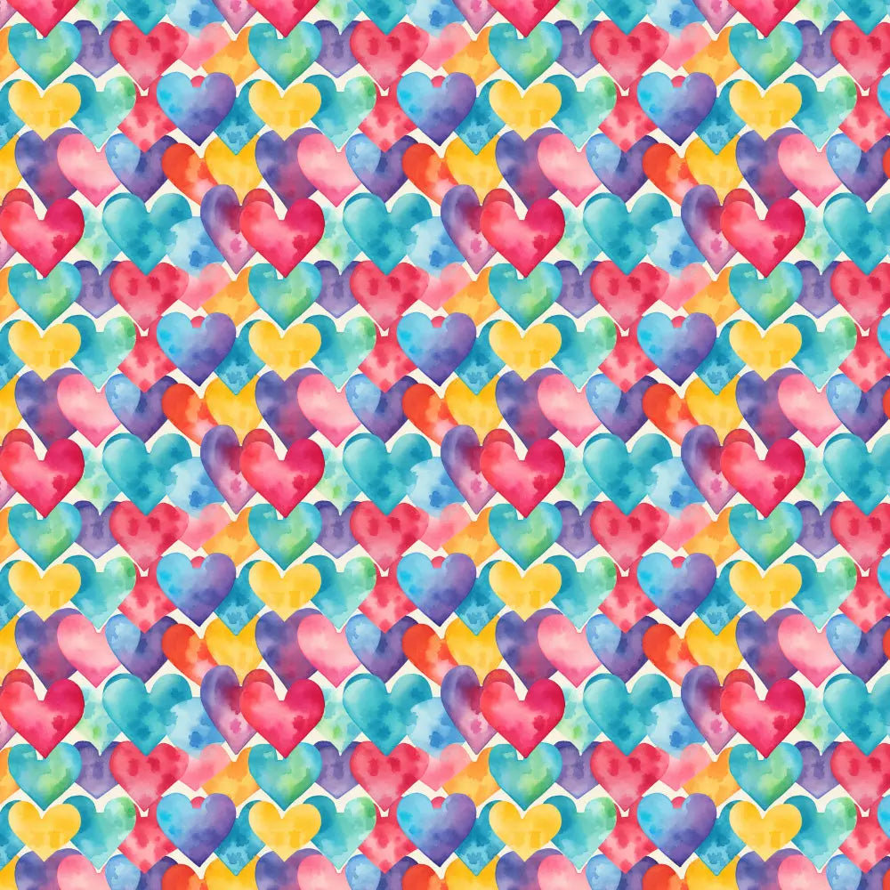 Polycotton Digital Print Fabric | 80% Polyester 20% Cotton 45" (115cm) Wide Lightweight Printed Fabric – Sold by the Meter – Watercolour Hearts (PCD052)