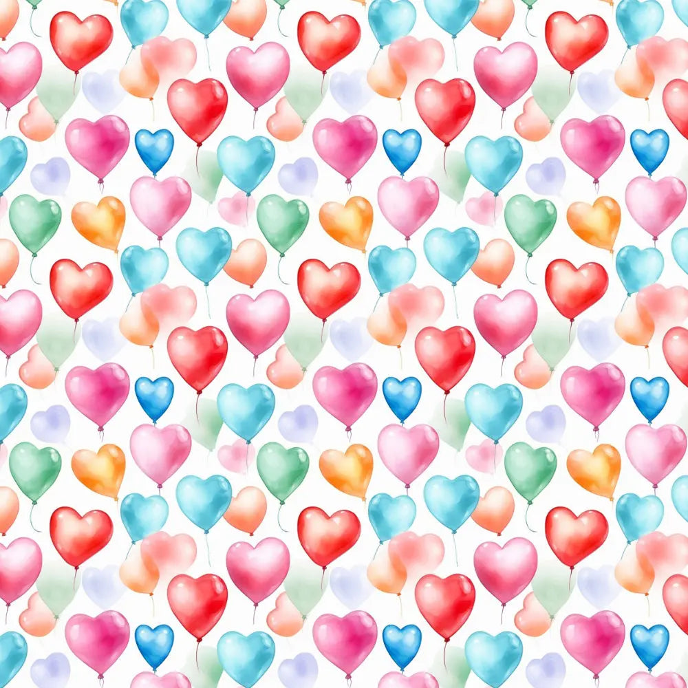 Polycotton Digital Print Fabric | 80% Polyester 20% Cotton 45" (115cm) Wide Lightweight Printed Fabric – Sold by the Meter – Heart Balloons (PCD053)