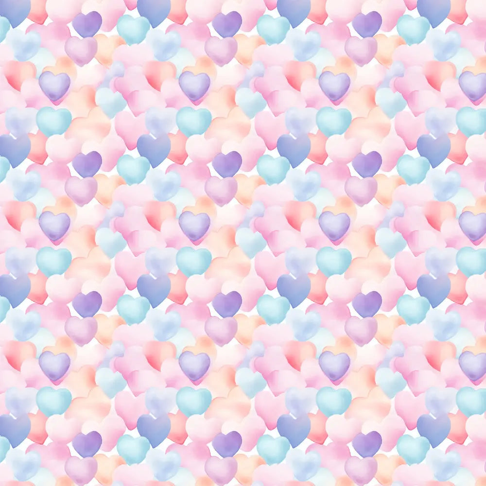 Polycotton Digital Print Fabric | 80% Polyester 20% Cotton 45" (115cm) Wide Lightweight Printed Fabric – Sold by the Meter – Pastel Hearts (PCD054)