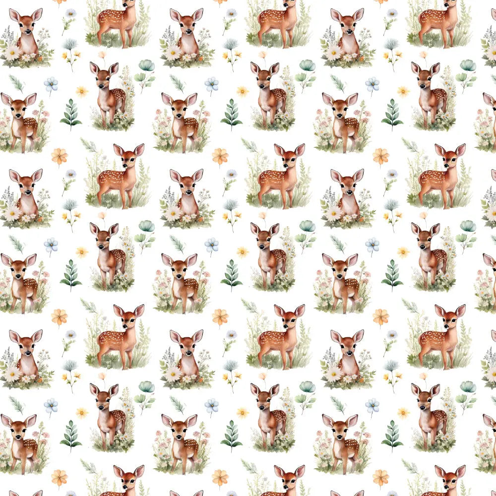 Polycotton Digital Print Fabric | 80% Polyester 20% Cotton 45" (115cm) Wide Lightweight Printed Fabric – Sold by the Meter – Meadow Fawn (PCD064)