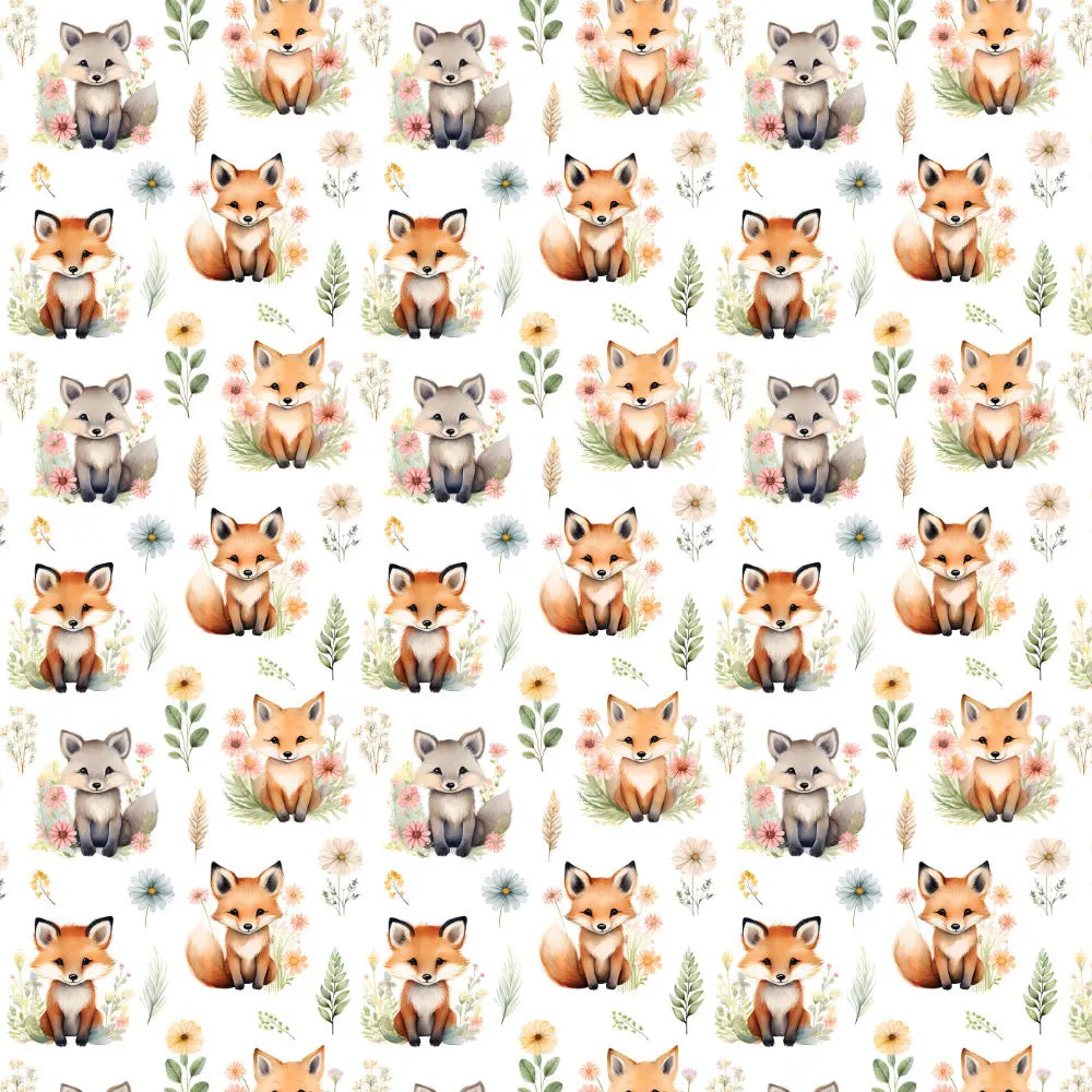 Polycotton Digital Print Fabric | 80% Polyester 20% Cotton 45" (115cm) Wide Lightweight Printed Fabric – Sold by the Meter – Meadow Fox (PCD065)