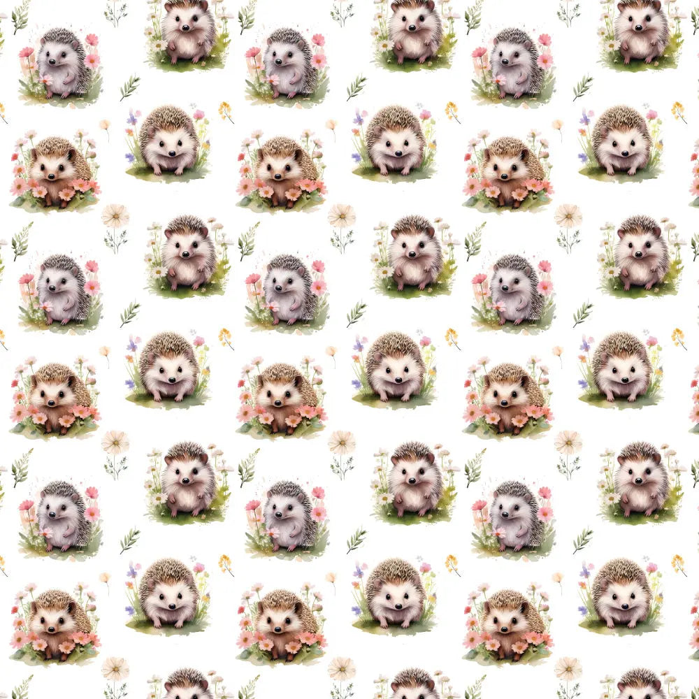 Polycotton Digital Print Fabric | 80% Polyester 20% Cotton 45" (115cm) Wide Lightweight Printed Fabric – Sold by the Meter – Meadow Hedgehog (PCD066)