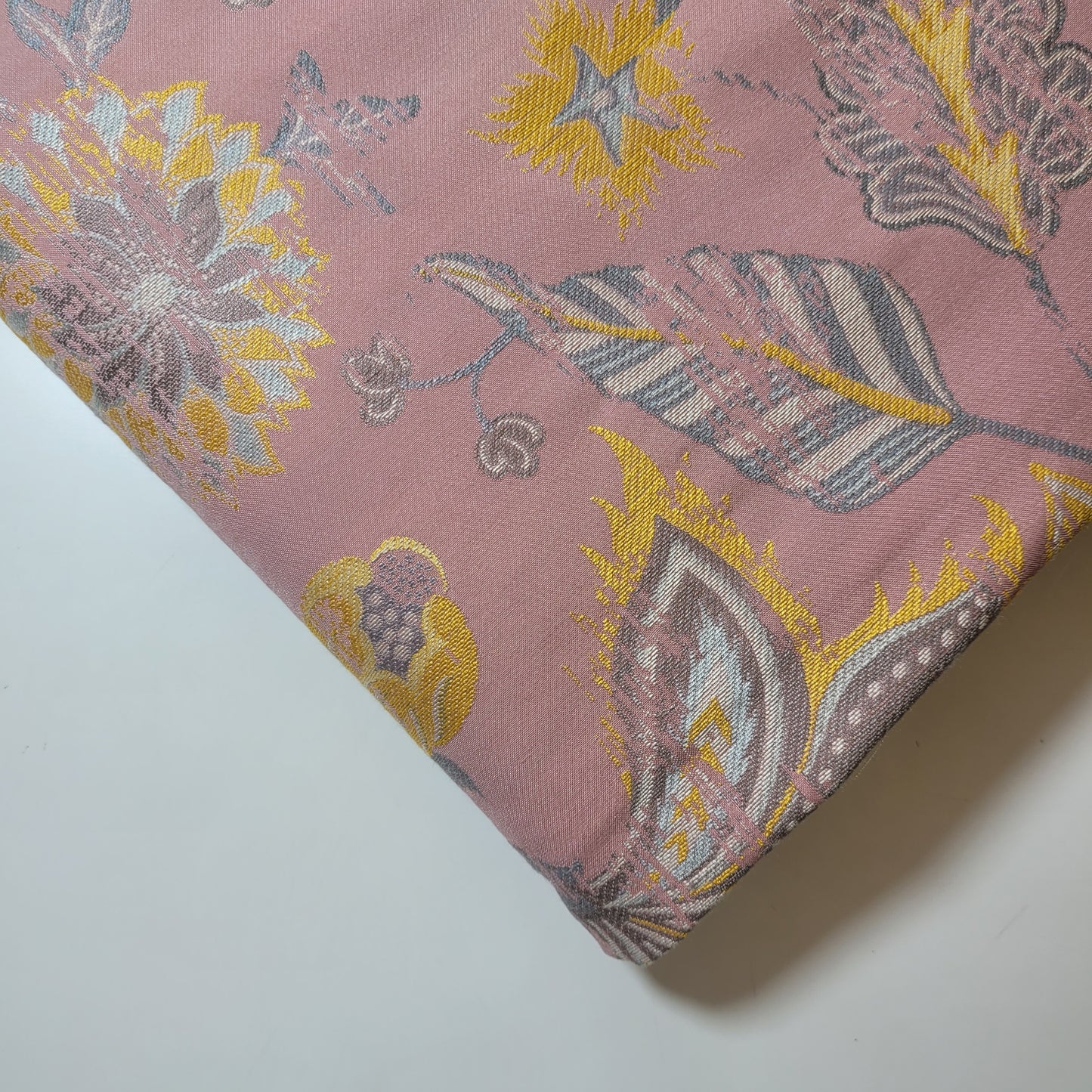 Pastel Pink Floral Bloom Brocade Material Curtain Soft Furnishing Fabric 58" By The Meter