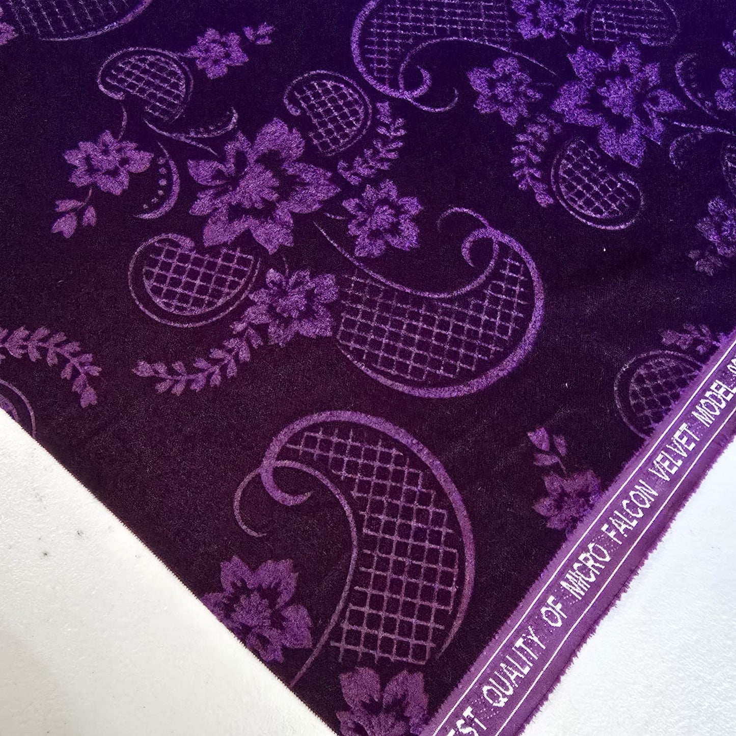 Purple Floral Embossed Micro Velvet Luxury Fabric Dress Craft Costume Decor Material 58" By The Meter