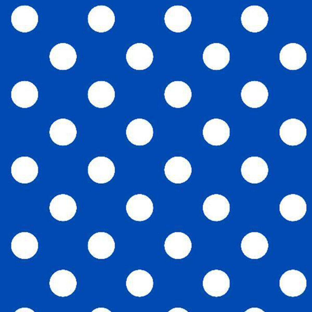 Royal Polka Polka Dot PVC Vinyl Tablecloth Fabric – 58" Wide, Waterproof, Easy-Clean Party / Event Material By The Meter