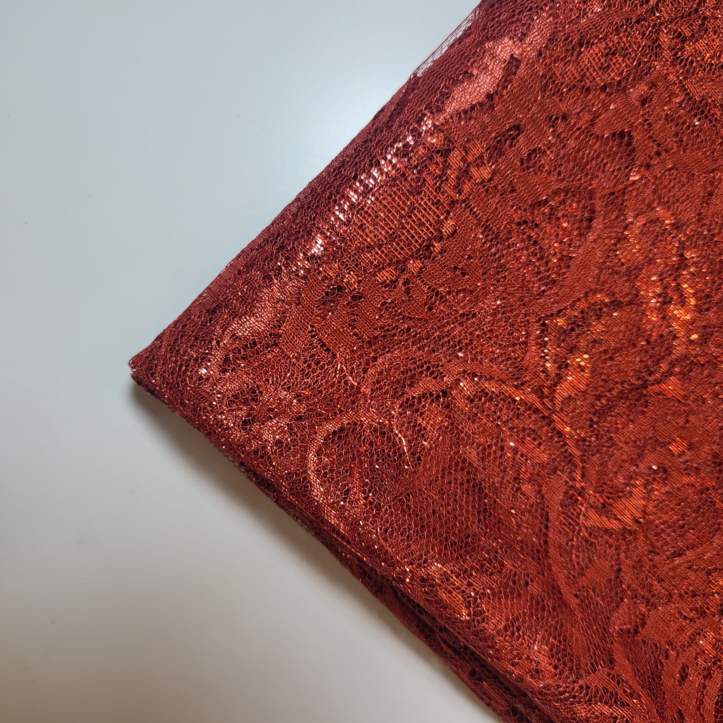 Rust Budget Floral Lace Fabric Designer Dress Craft Material 58" By Meter