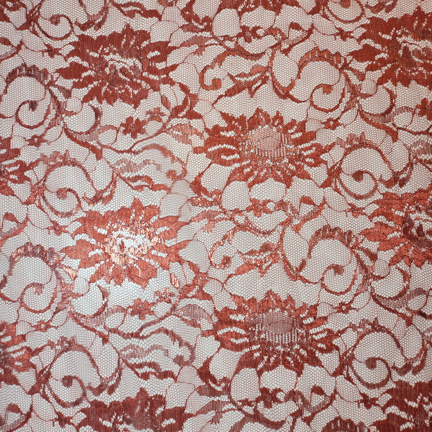 Rostfarbener Spitzenstoff mit Blumenmuster, Designer-Kleid, Bastelmaterial, 147,3 cm, Meterware