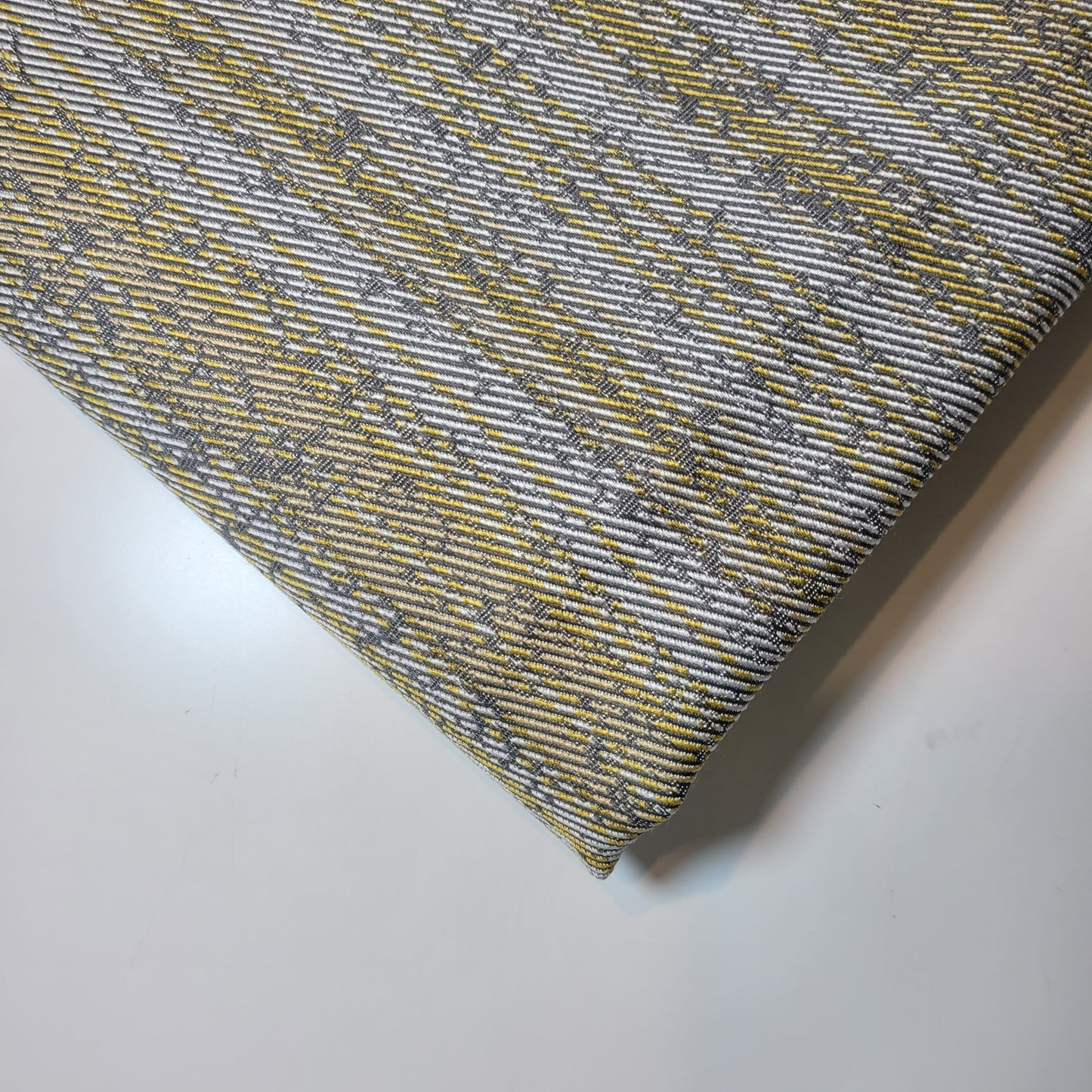 Silver Mustard Tweed Stripe Fabric Medium Weight Curtain Soft Furnishing Fabric 58" By Meter
