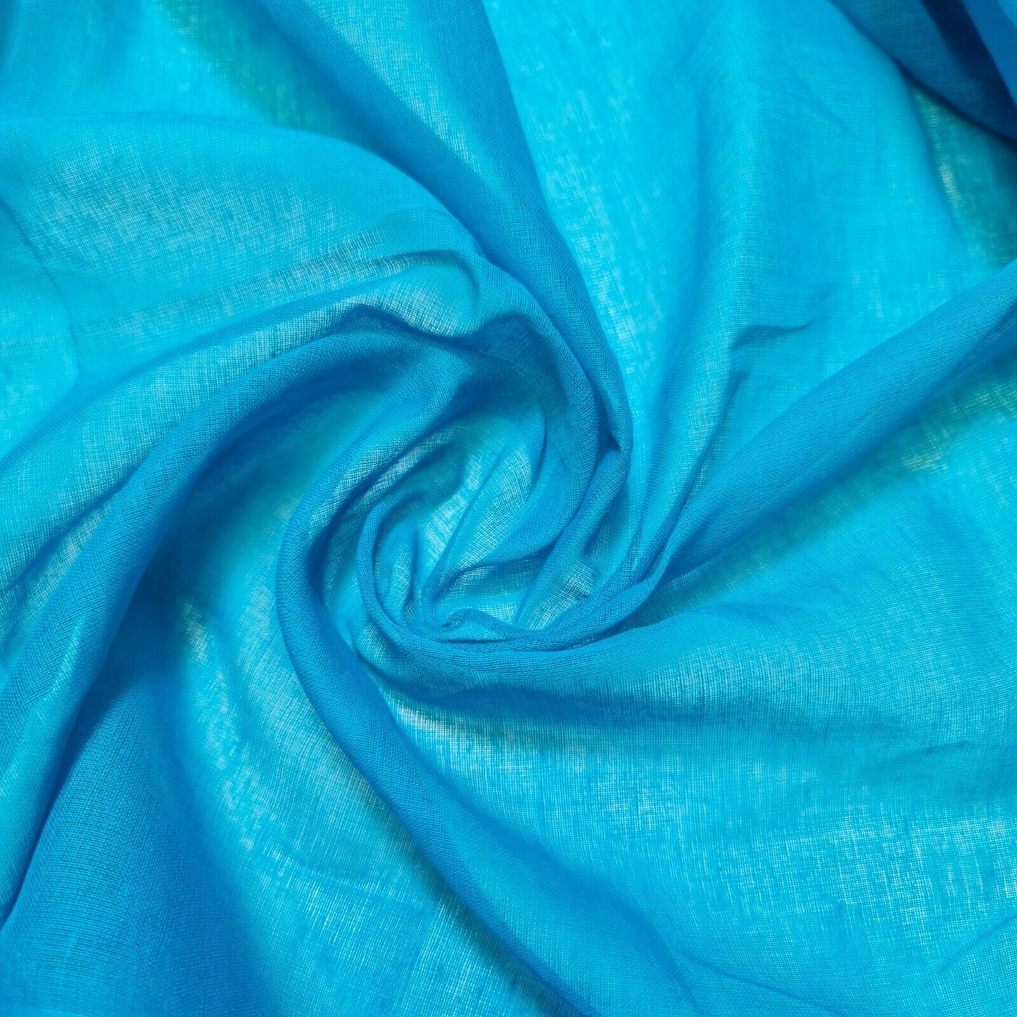 Turquoise 100% Cotton Muslin Fabric Sheer Gauze Plain Weave 44” Wide Dress Lining, Crafts Costume Material By The Meter