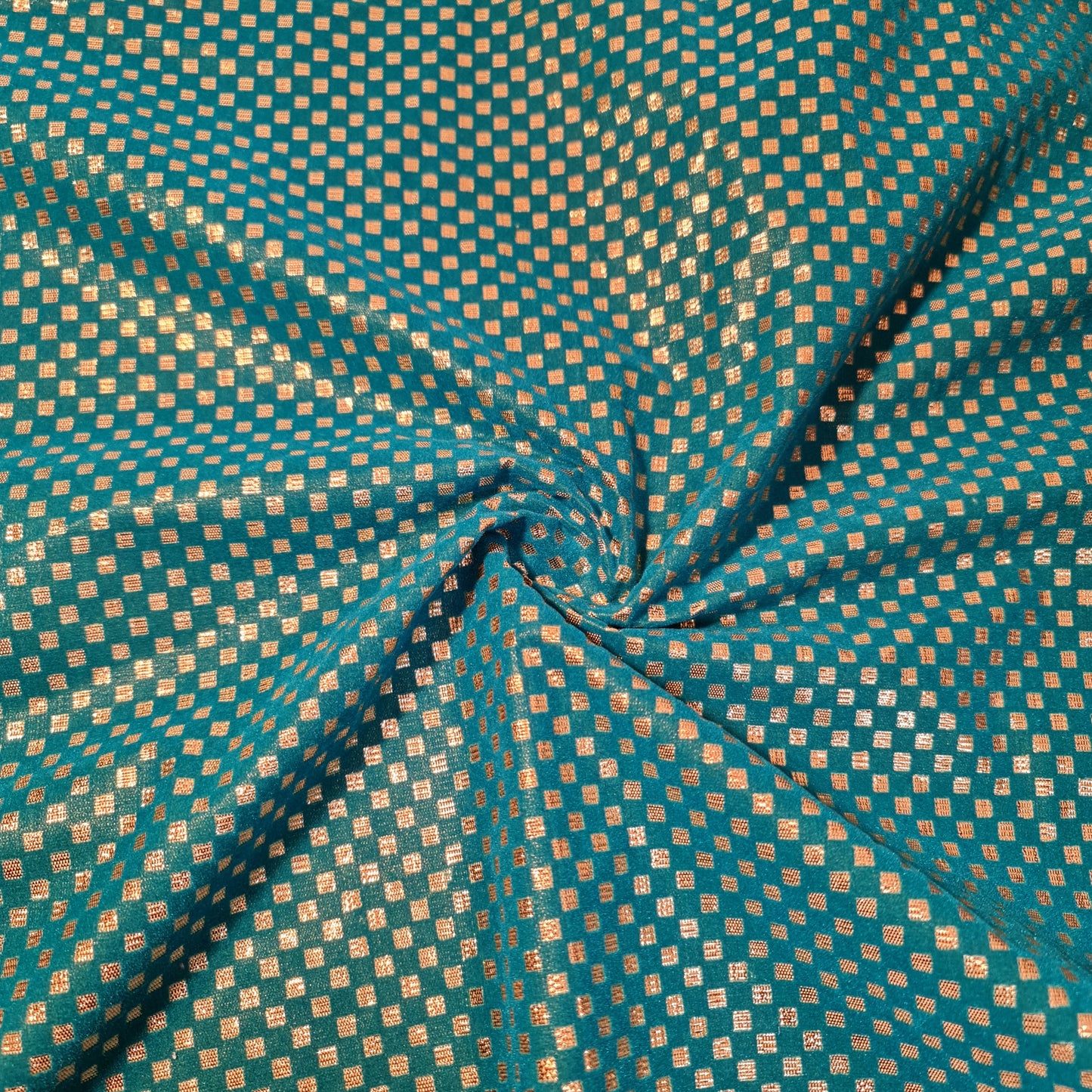 Turquoise Gold Glitter Foil Lame Material Emboss Velvet Flock Check Plaid Décor Craft Dress Fabric 44" By Meter