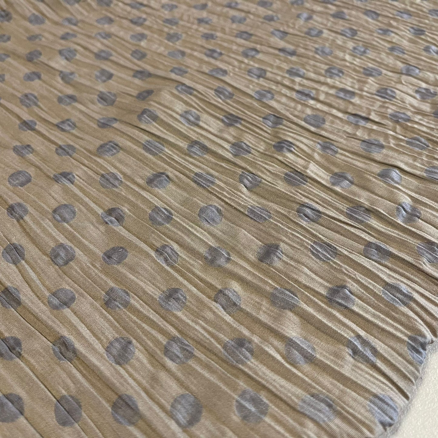 Tan Polka Dot 100% Cotton Crush Fabric Crinkle Craft Dress Costume Material 50 " By The Meter