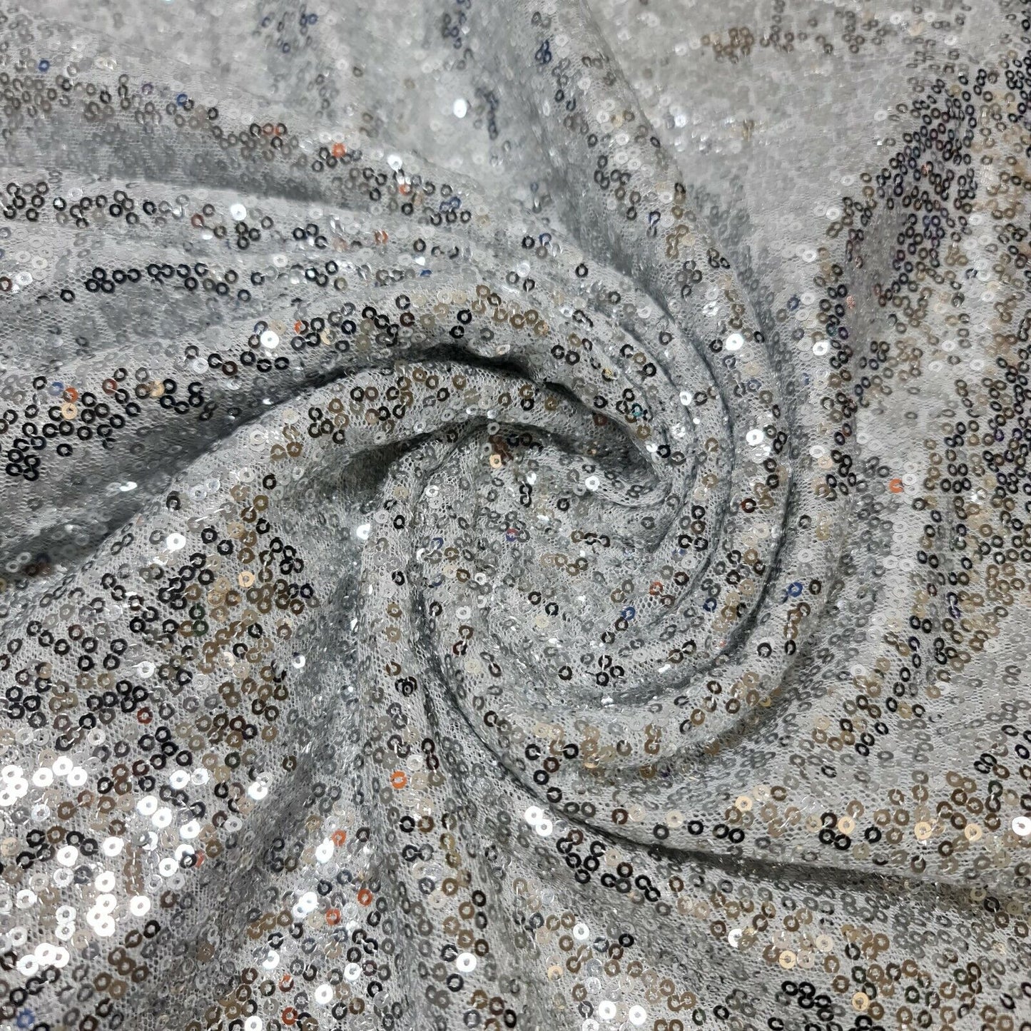 Silver Sequin Fabric – Sparkly Shiny Bling Material for Dresses, Crafts, Draping & Table Decor – 50" Wide By The Meter