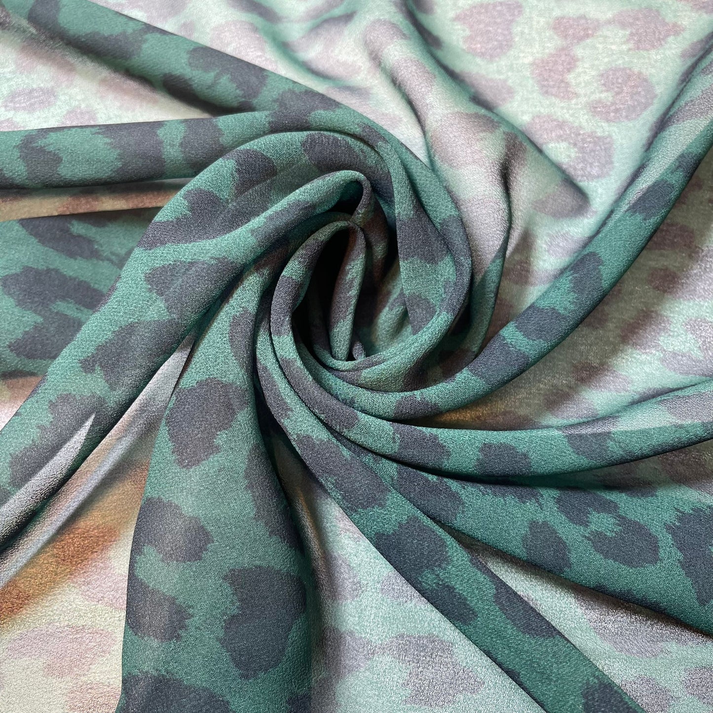 Flaschengrüner Leoparden-Crêpe-Chiffon-Stoff, durchsichtig, für Kleider, Bastel- und Dekorationsstoffe, 111,8 cm, Meterware