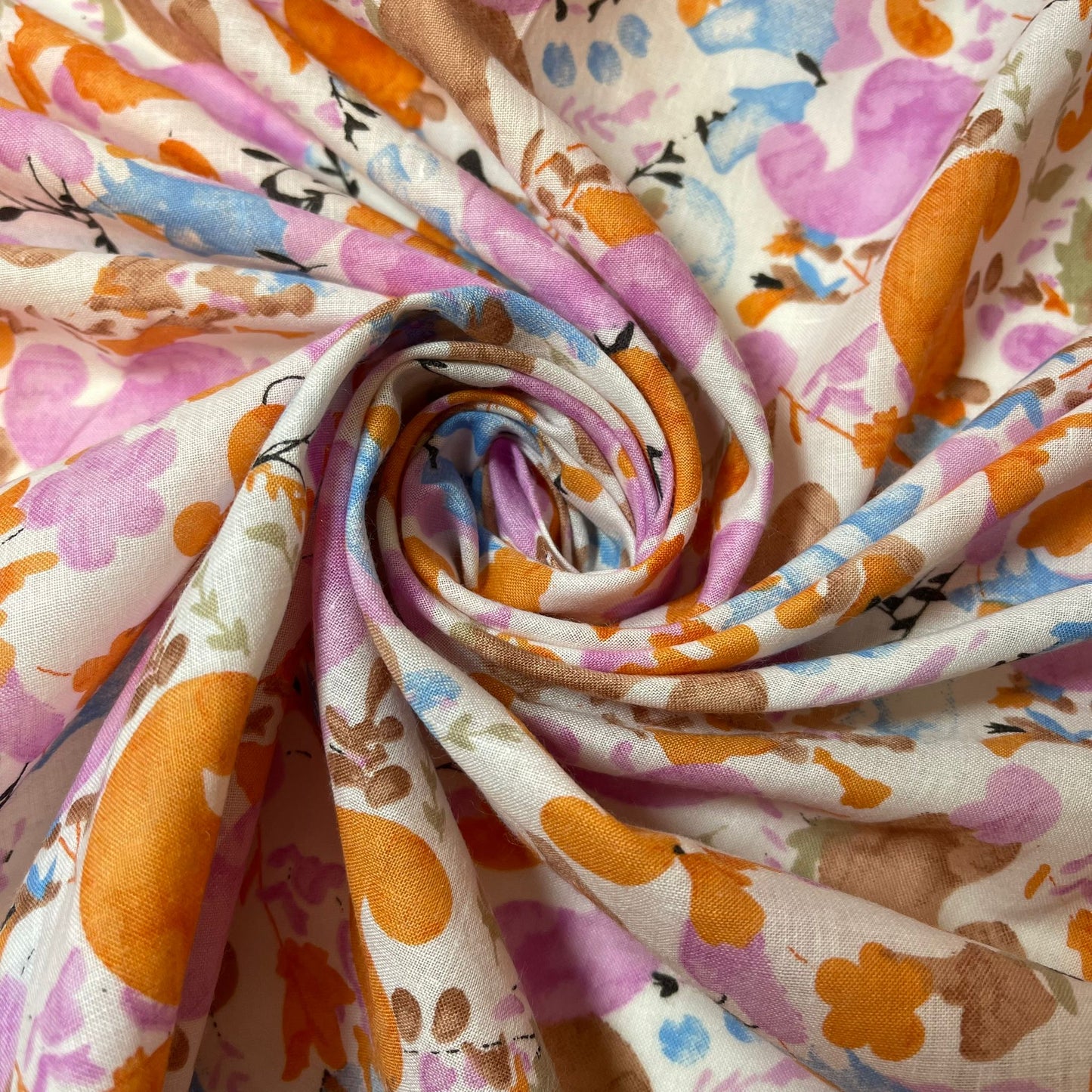 Ivory Paisley Floral Printed Polycotton Soft Dress Craft Fabric 58" By The Meter