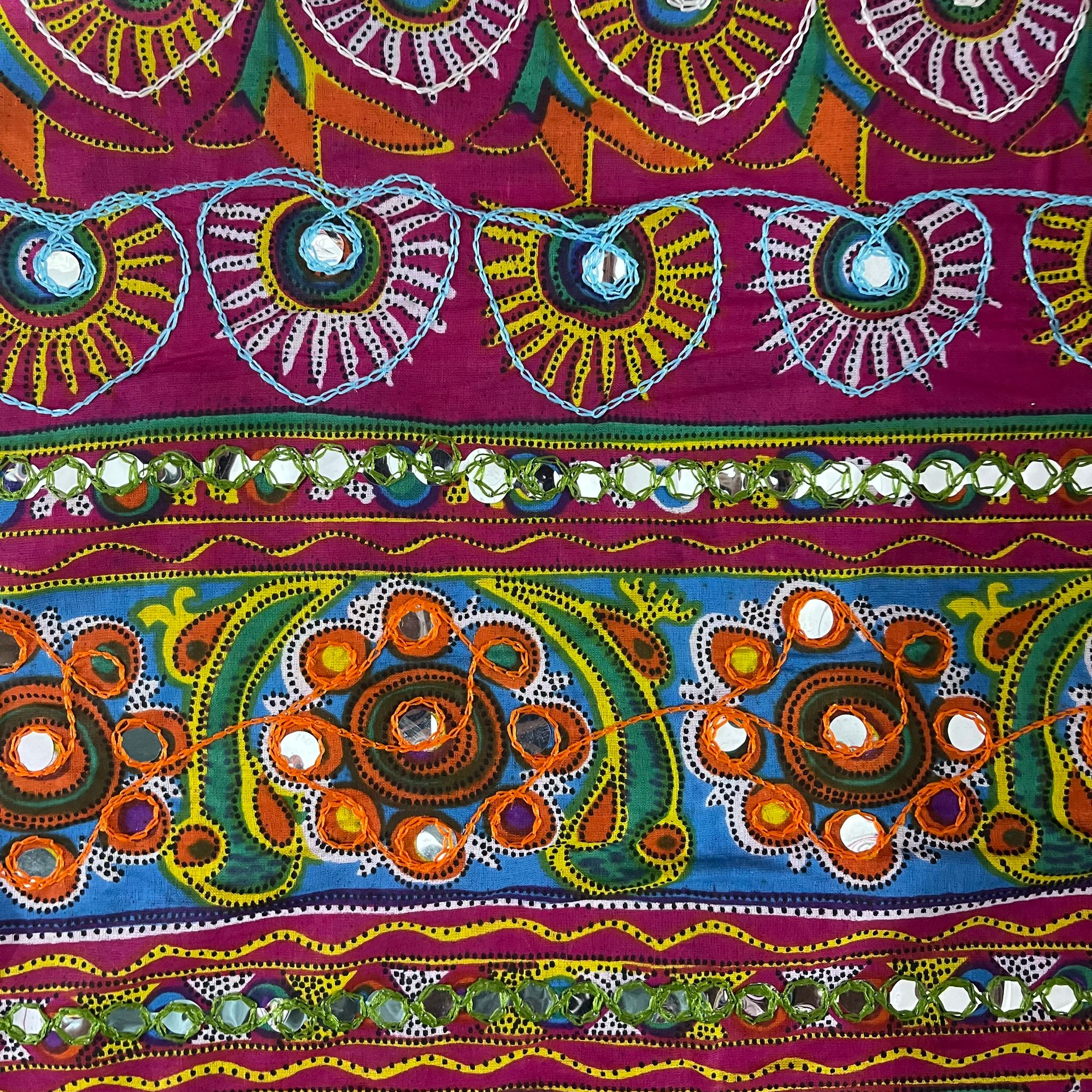 Rosa Baumwolle Indischer Ethno Spiegelstickerei Suzani Rangoli