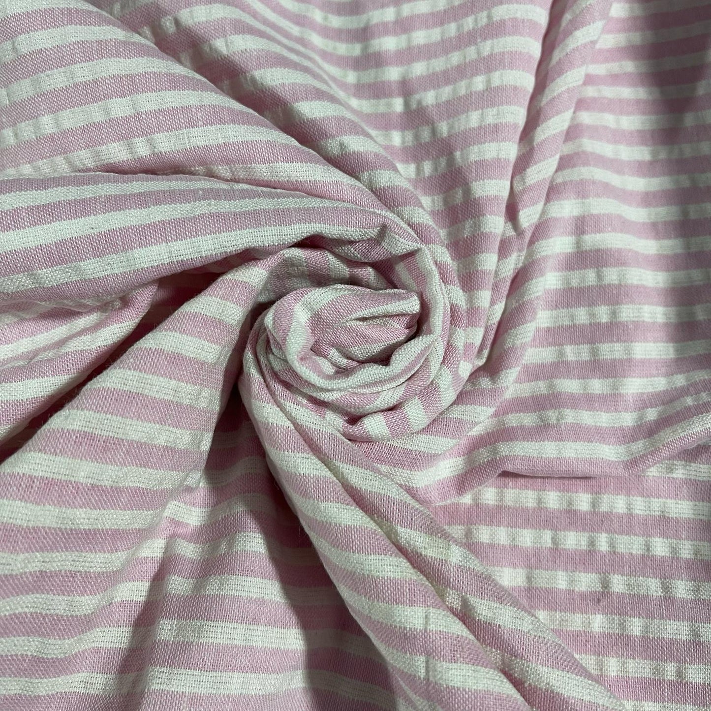 Pink 100% Cotton Seersucker Fabric Crush Stripe Costume Craft Dress Material 44" By The Meter