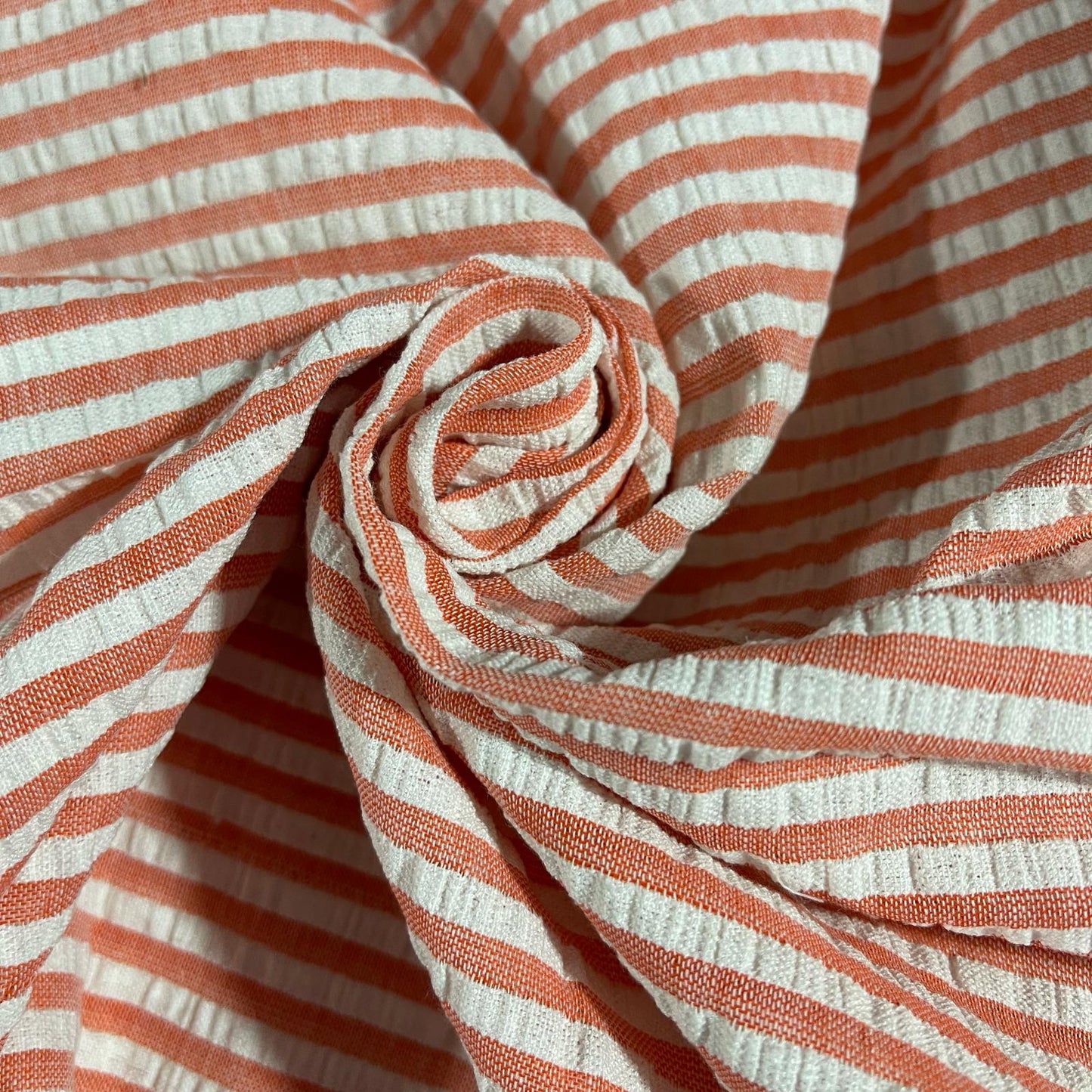Orange 100% Cotton Seersucker Fabric Crush Stripe Costume Craft Dress Material 44" By The Meter