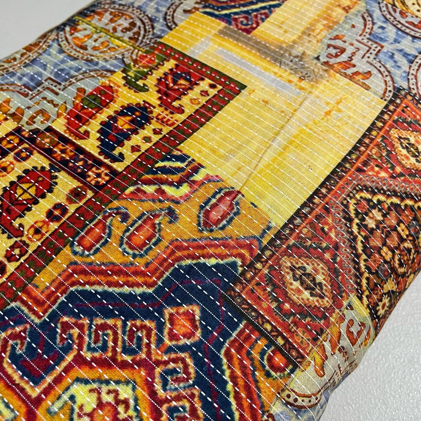 Indian Tapestry Multi Floral Print Kantha Batik Cotton Fabric 44" Wide Dress Costume Craft Material by the Meter