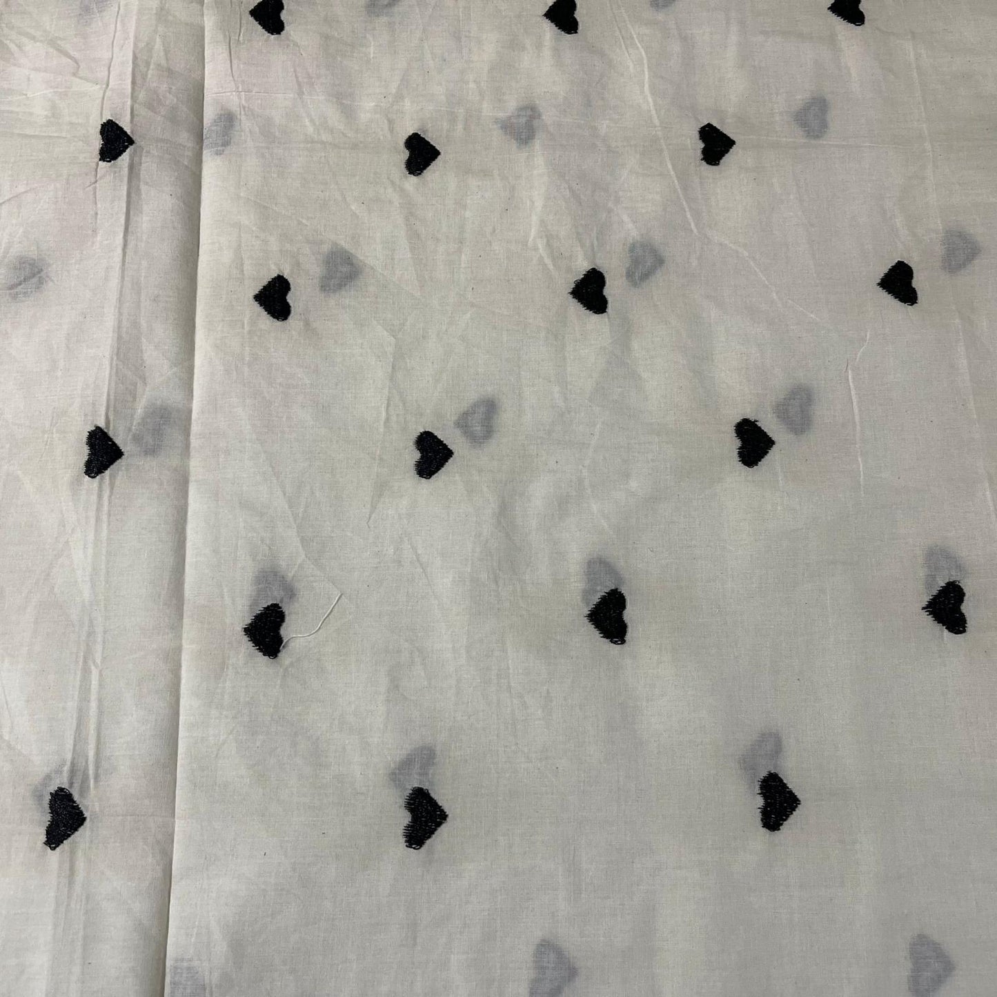 Hearts Embroidery Dyeable Cotton Embroidery Fabric Dress Craft Quilting Material 44" Wide By Meter