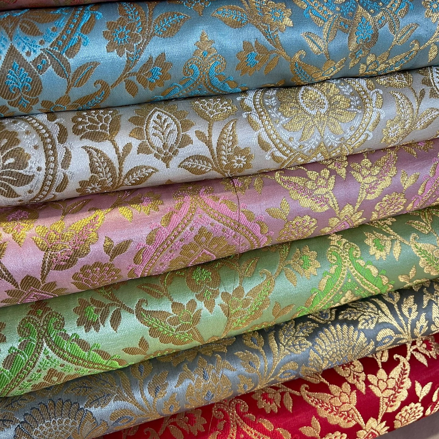 Metallic Floral Weave Brocade Material Dress Craft Costume Fabric 44" Wide By The Meter