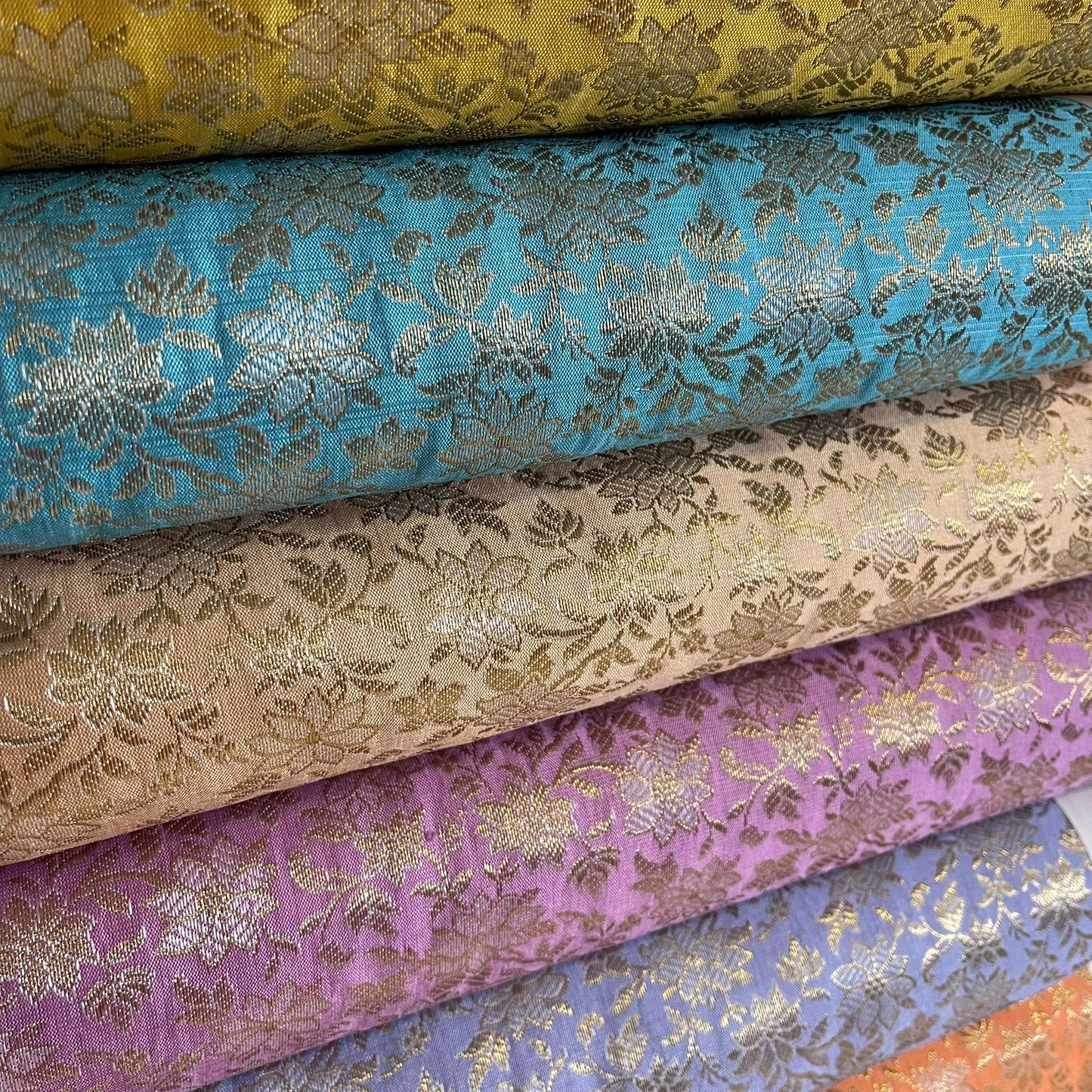 Metallic Floral Brocade Fabric Dress Craft Costume Material By Meter 44" Wide By The Meter