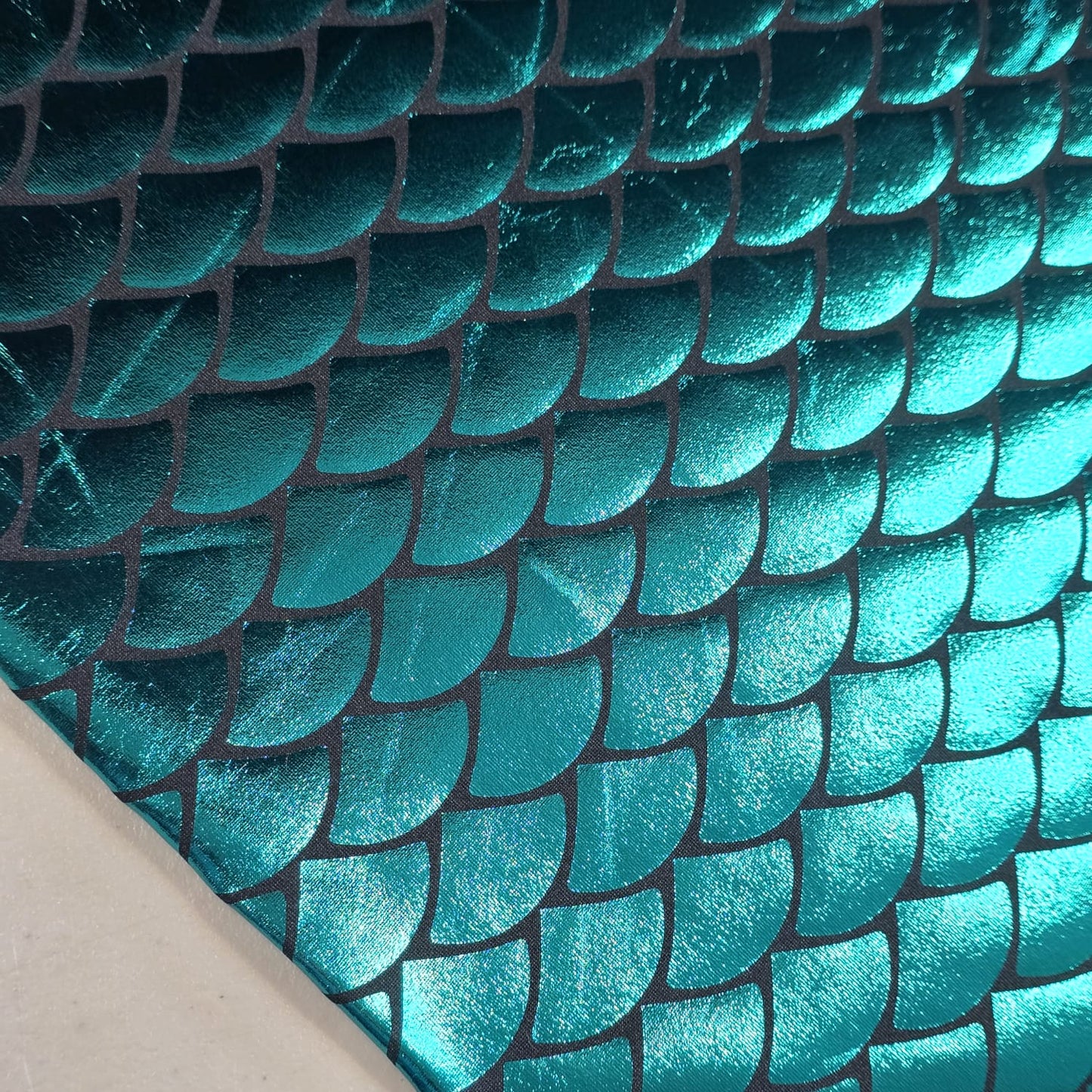 Jade Metallic Mermaid Scale ITY Stretch Foil Reptile Snake Skin Dance Costume Fabric 58" By The Meter