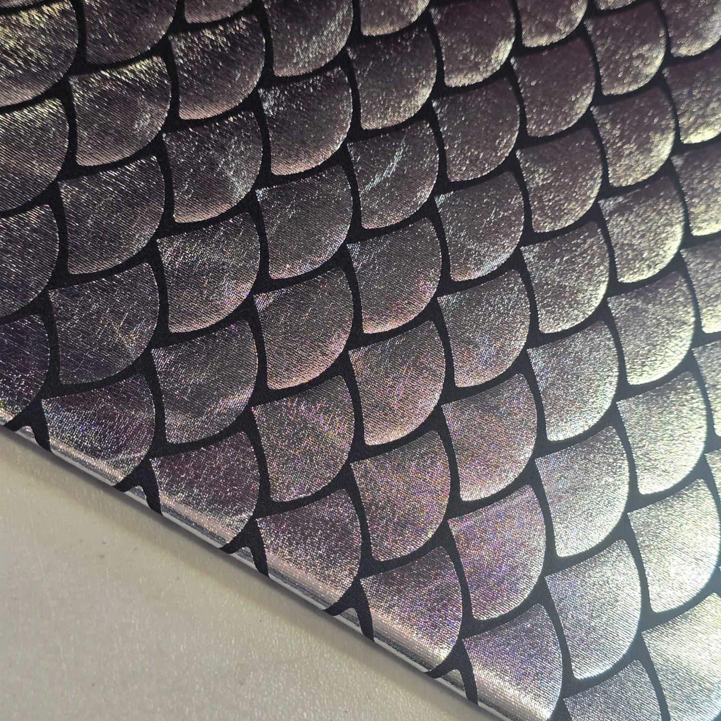 Silver Metallic Mermaid Scale ITY Stretch Foil Reptile Snake Skin Dance Costume Fabric 58" By The Meter