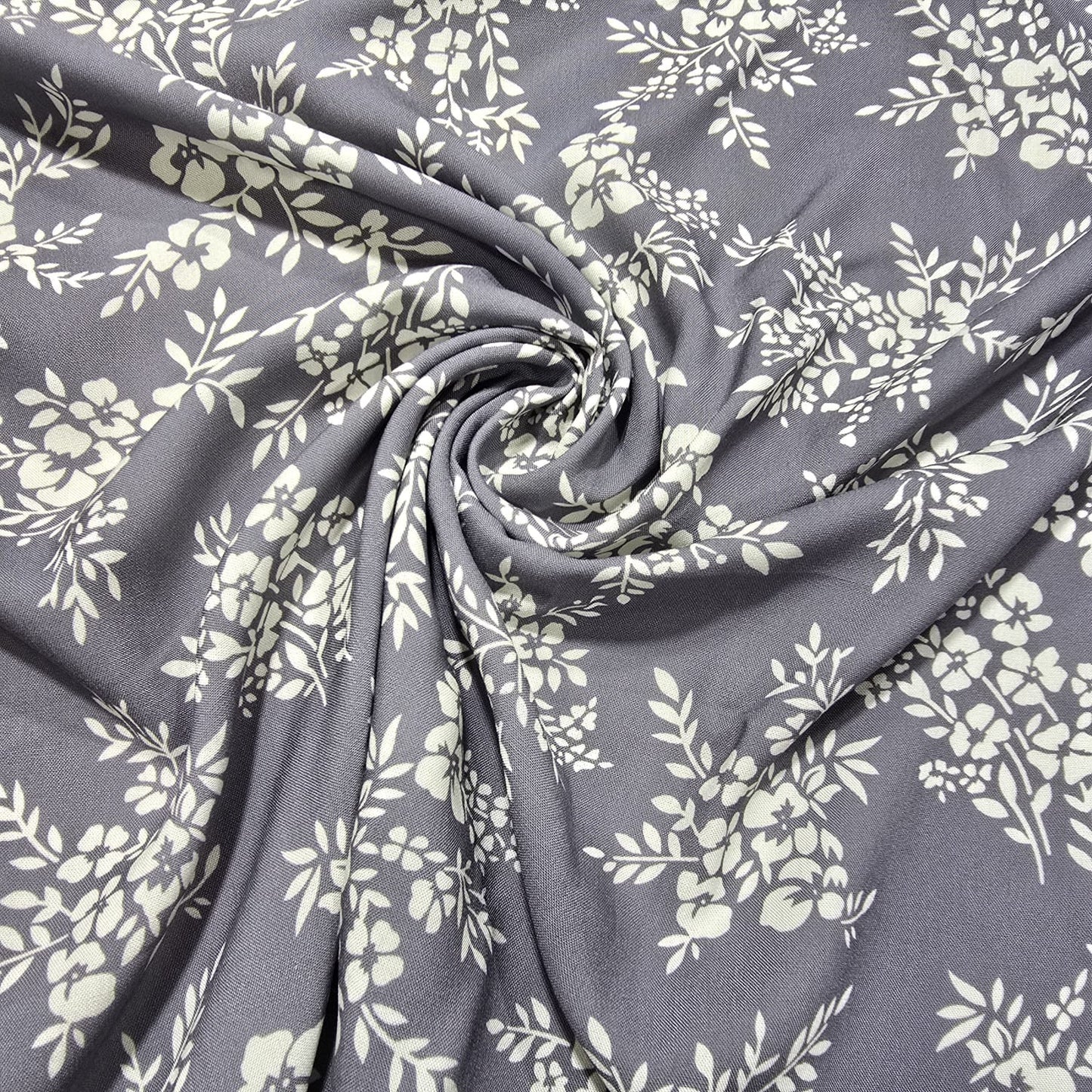 Lavender Vintage Blossom Bouquet Floral Viscose Challis Print Fabric 58" By The Meter Soft Lightweight Material