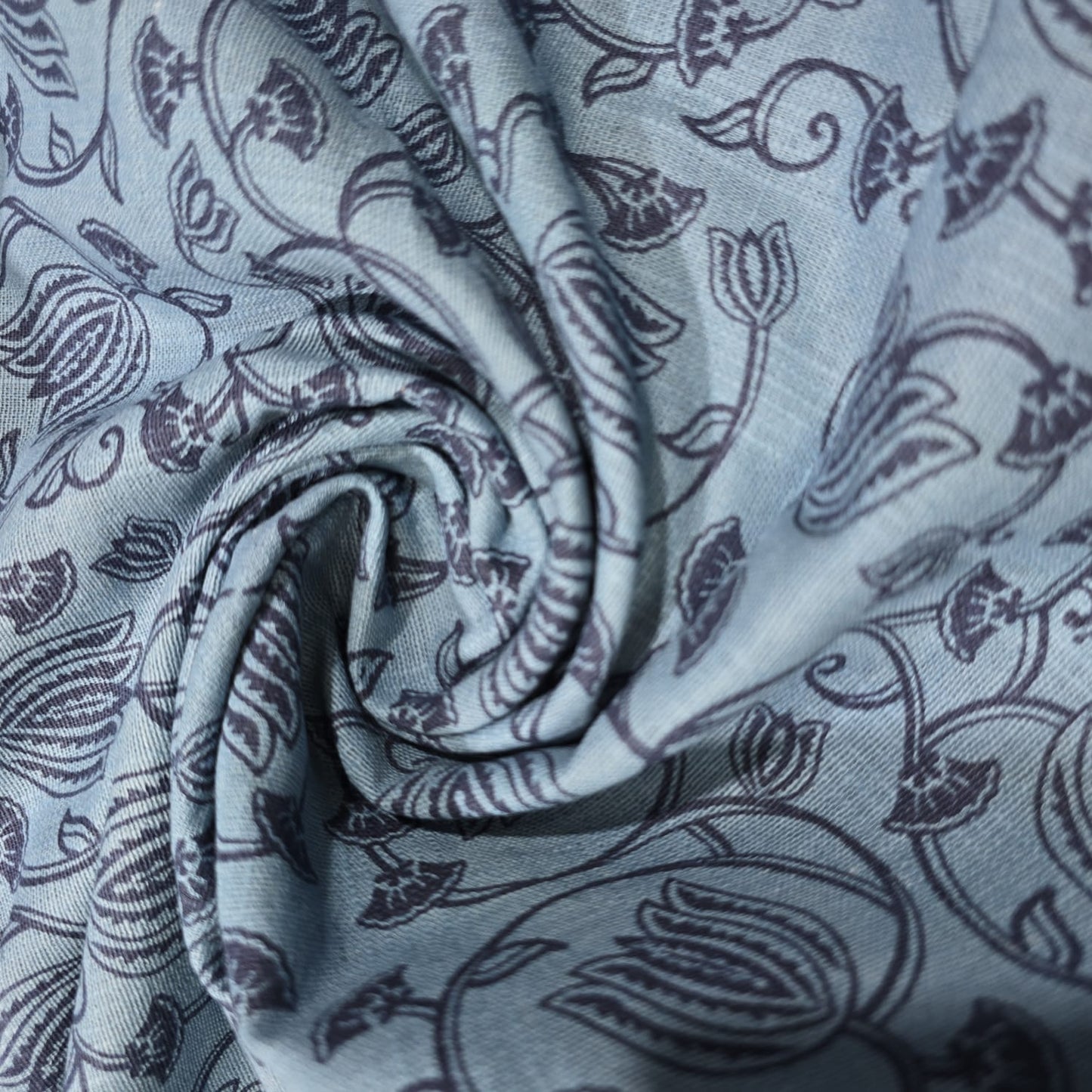 Blue Floral Vine Cotton Fabric 54" Wide | Vintage Botanical Dressmaking, Craft & Quilting Material by the Metre