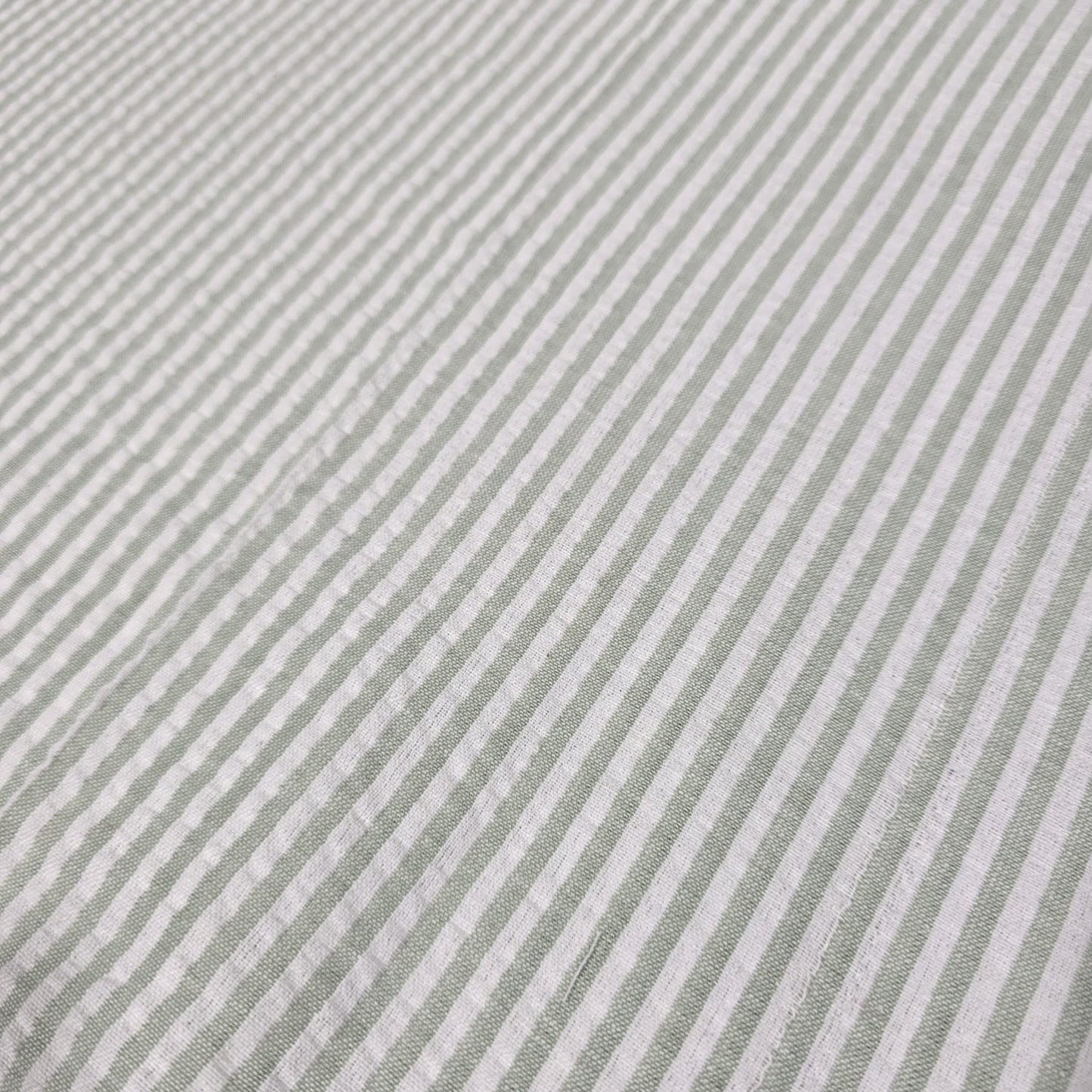 Sage 100% Cotton Seersucker Fabric Crush Stripe Costume Craft Dress Material 44" By The Meter