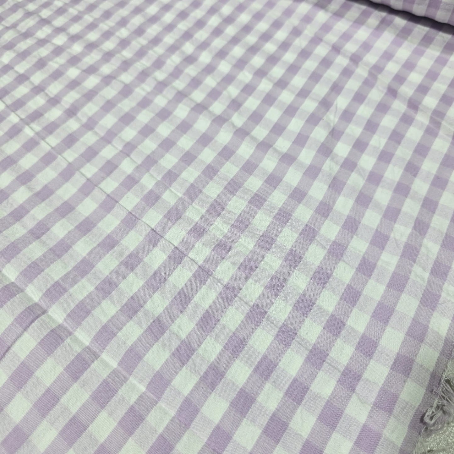 Lilac Gingham 100% Cotton Seersucker Fabric Crush Costume Craft Dress Material 58" By The Meter