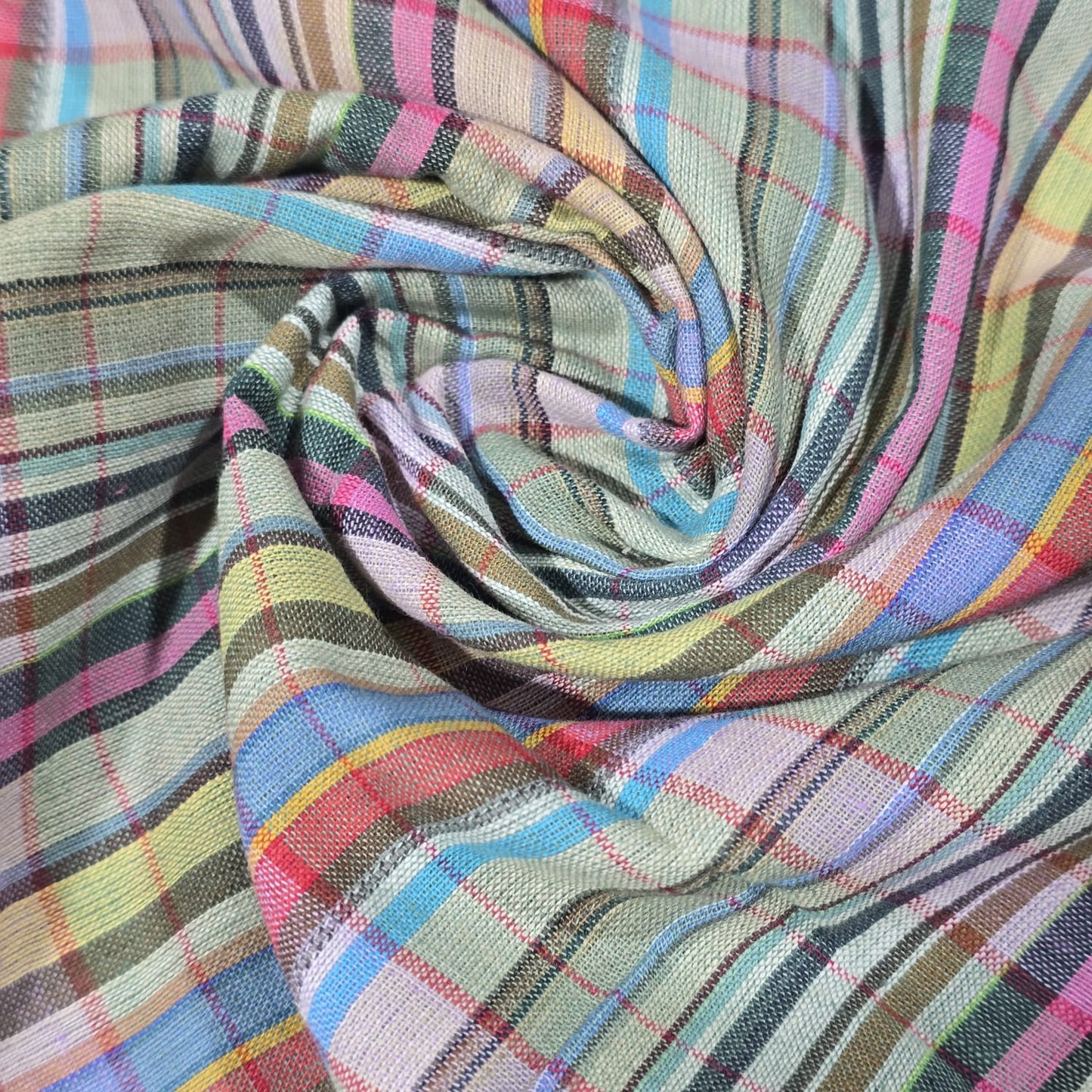 Multi Colour Madras Check Cotton Linen Fabric 44" Plaid Dress Craft By The Meter