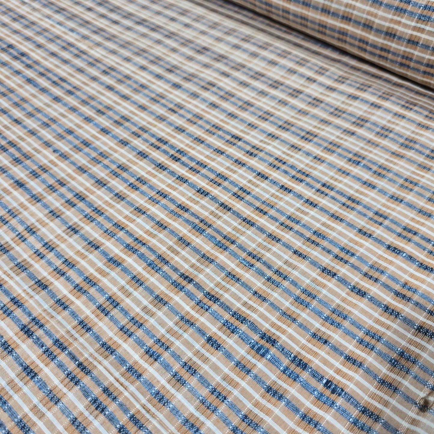 Teal Khadi 100% Cotton Check Fabric 44" Lightweight Woven Yarn Dyed Dress Craft Material By The Meter