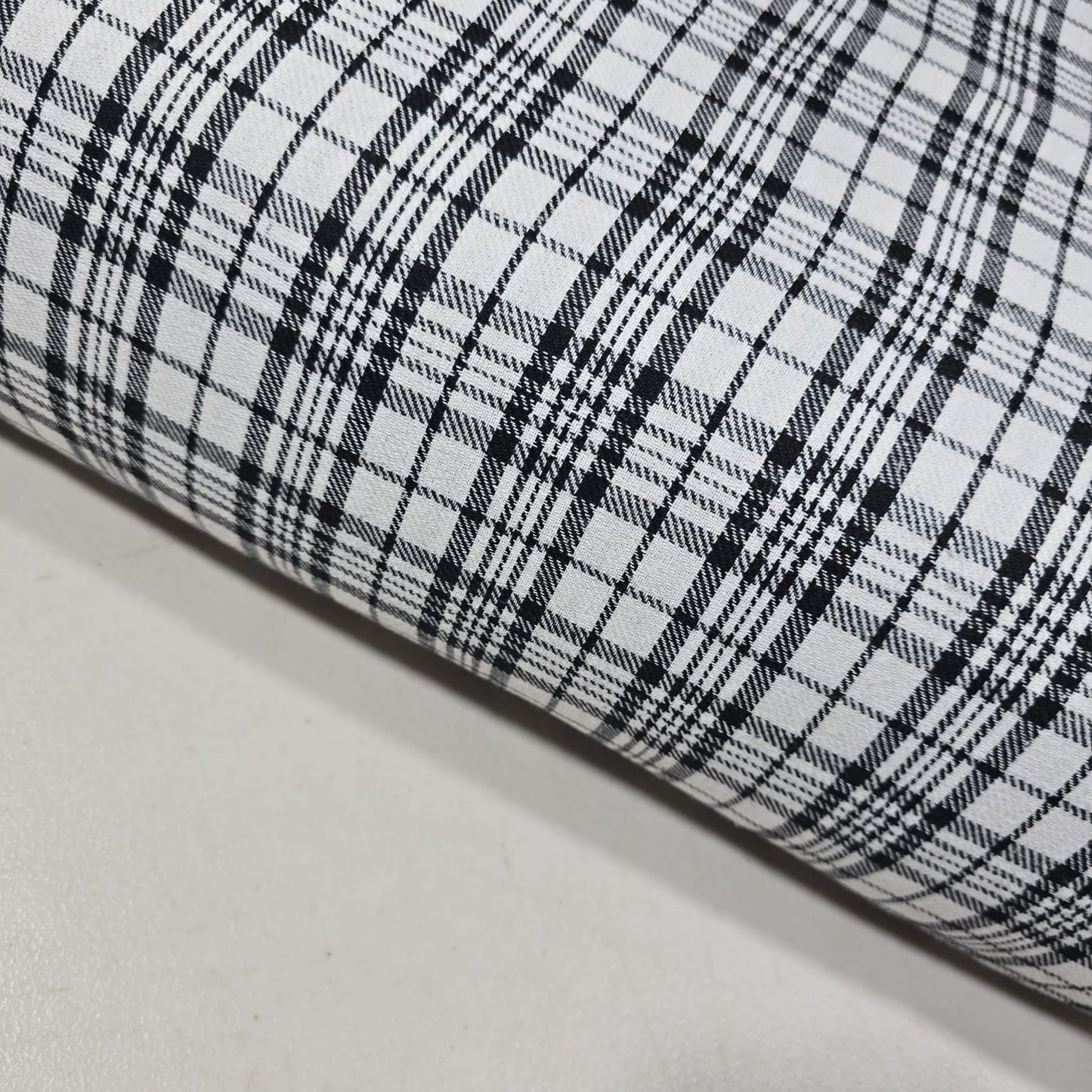 Black White Prince of Wales Check Brushed Cotton Flannel Fabric 58" Dress Craft By Metre