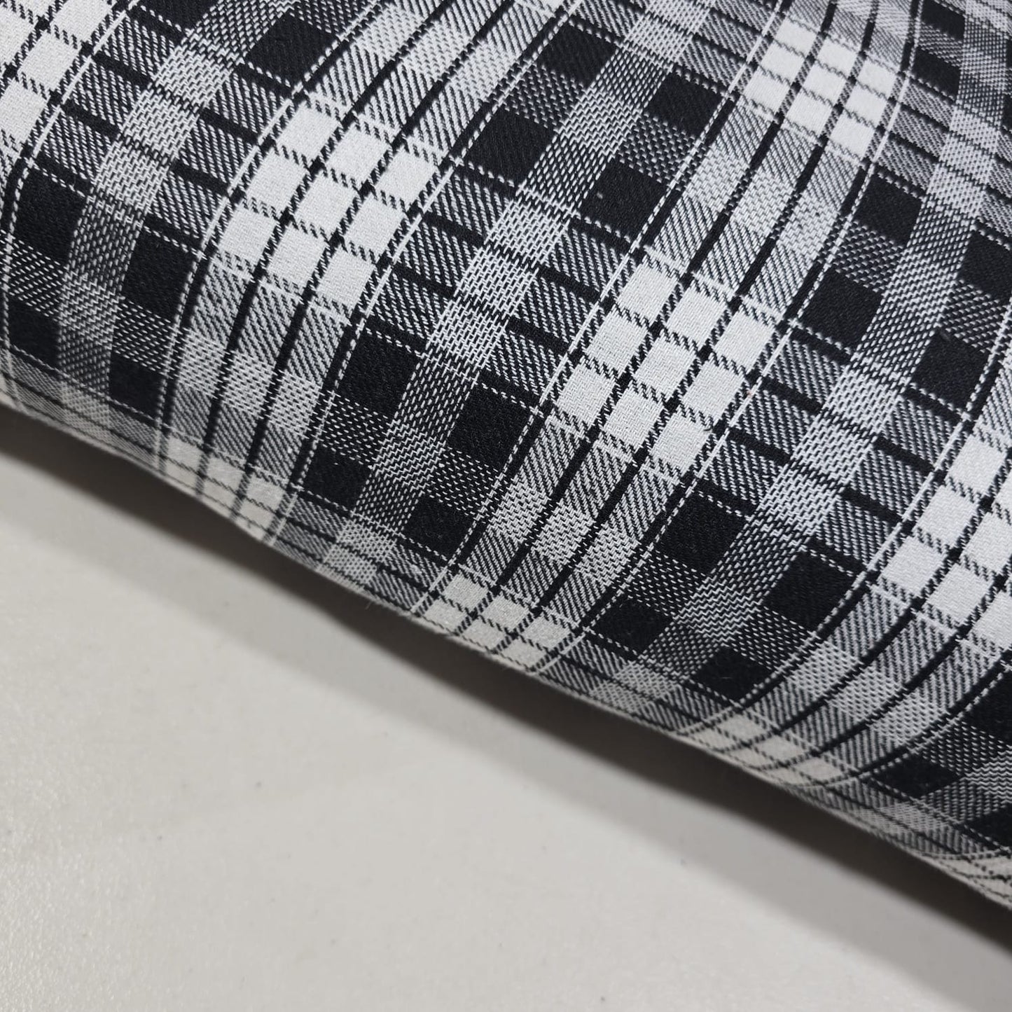 Black White Tartan Brushed Cotton Flannel Fabric 58" Plaid Dress Craft By Metre